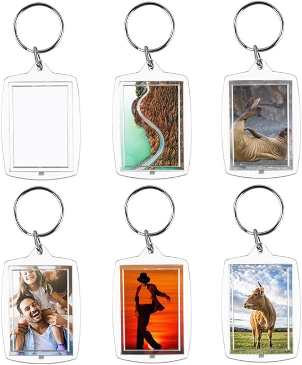 Photo Keychain - 30 Pieces - Empty Photo Frame Keychains - Transparent Clear Acrylic Keychains - Transparent - Small Photo Frames - Holds personalized