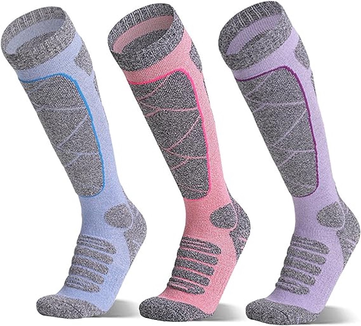 Ski Socks - 3 Pairs - Women's Socks - Sports Socks - Cotton Socks - Warm Socks Women - Long House Socks - Women's Ski Socks - Snowboard Socks - for Skiing, Snowboarding, Hiking - Size 35-39 (M)