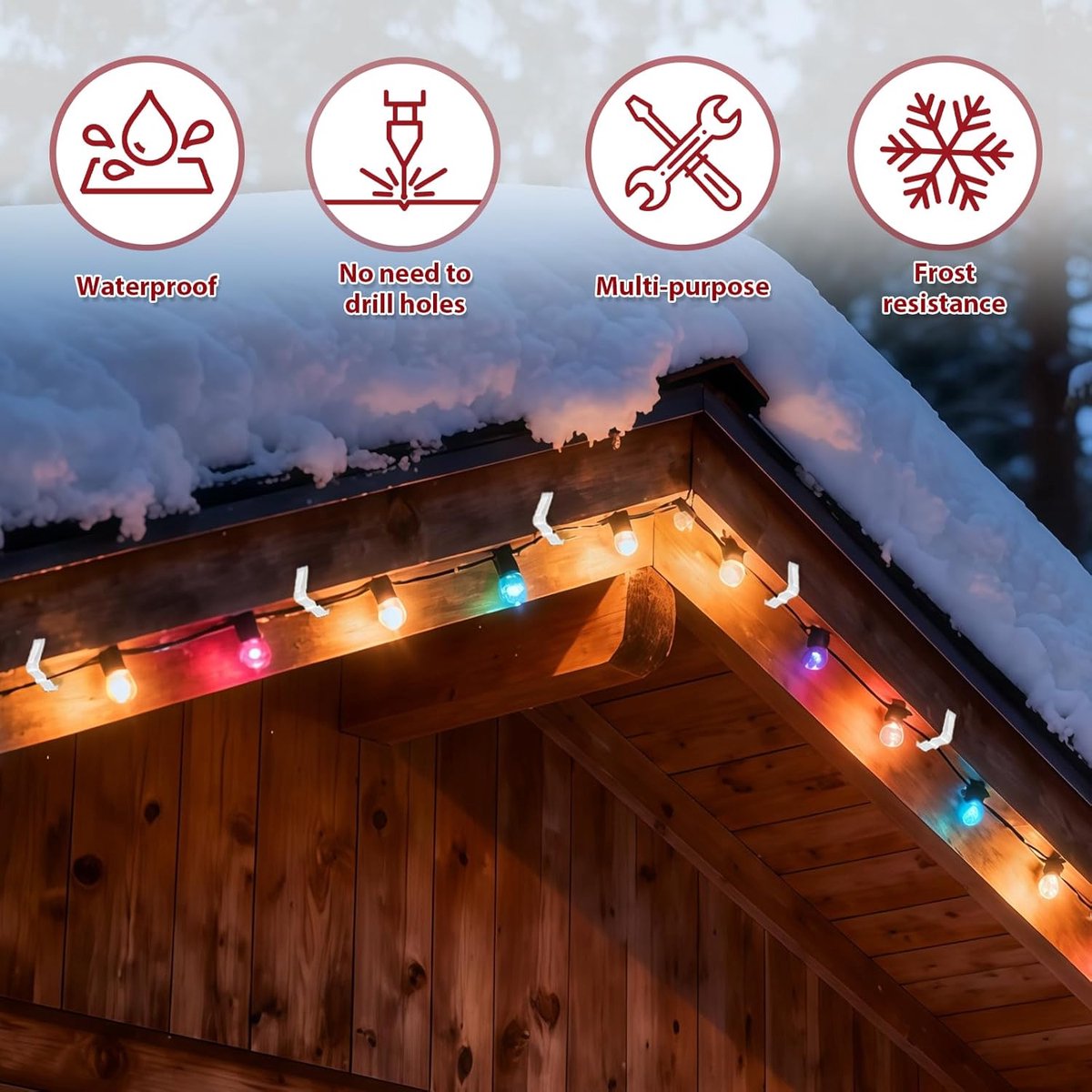 30 pieces - Christmas lighting clips - Light clips - Plastic clips - Lighting hooks - Party lighting clamps - festive string lights clips - hooks - for party decoration