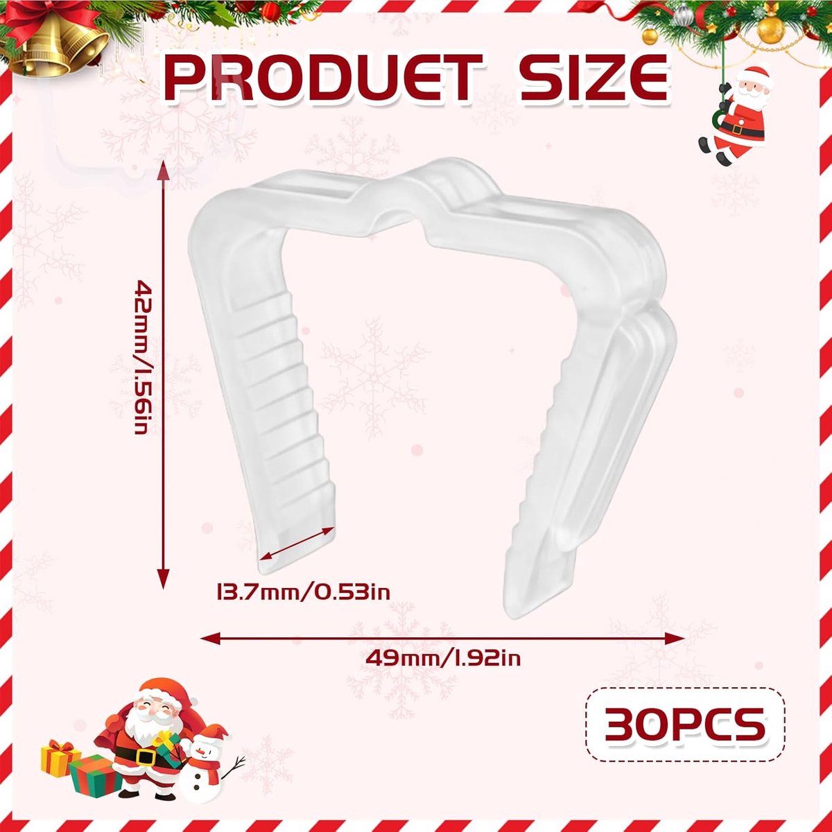 30 pieces - Christmas lighting clips - Light clips - Plastic clips - Lighting hooks - Party lighting clamps - festive string lights clips - hooks - for party decoration