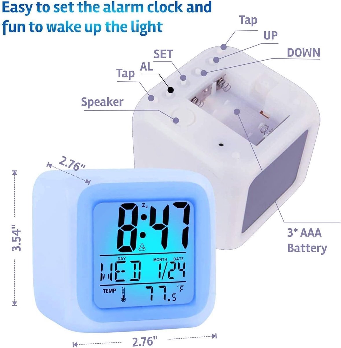 Alarm clock - digital alarm clock - Digital Clock - digital alarm clocks - Digital Children%27s Alarm Clock with 7 Color Changes - Children%27s Alarm Clock - LED Night Light - Alarm Clock - child%27s alarm clock - Travel Alarm Clock - Alarm Clock - for bedroom
