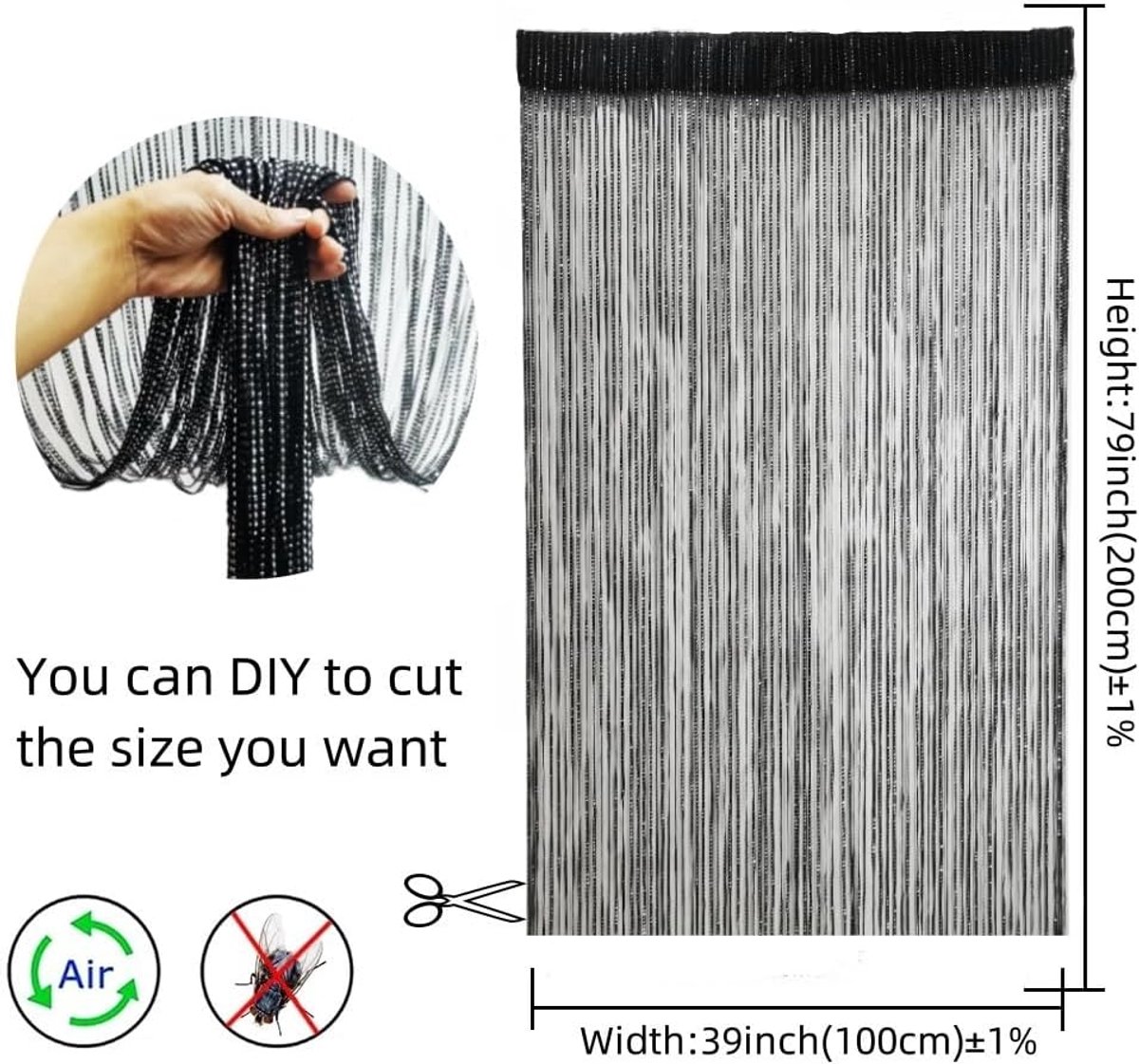 99*199 cm - Fly curtain - Screen door - Door curtain - Window decoration - Bead curtain - crystal bead coded door curtain - with tassels - wardrobe curtain - door cord - curtains - mosquito net - for doorway