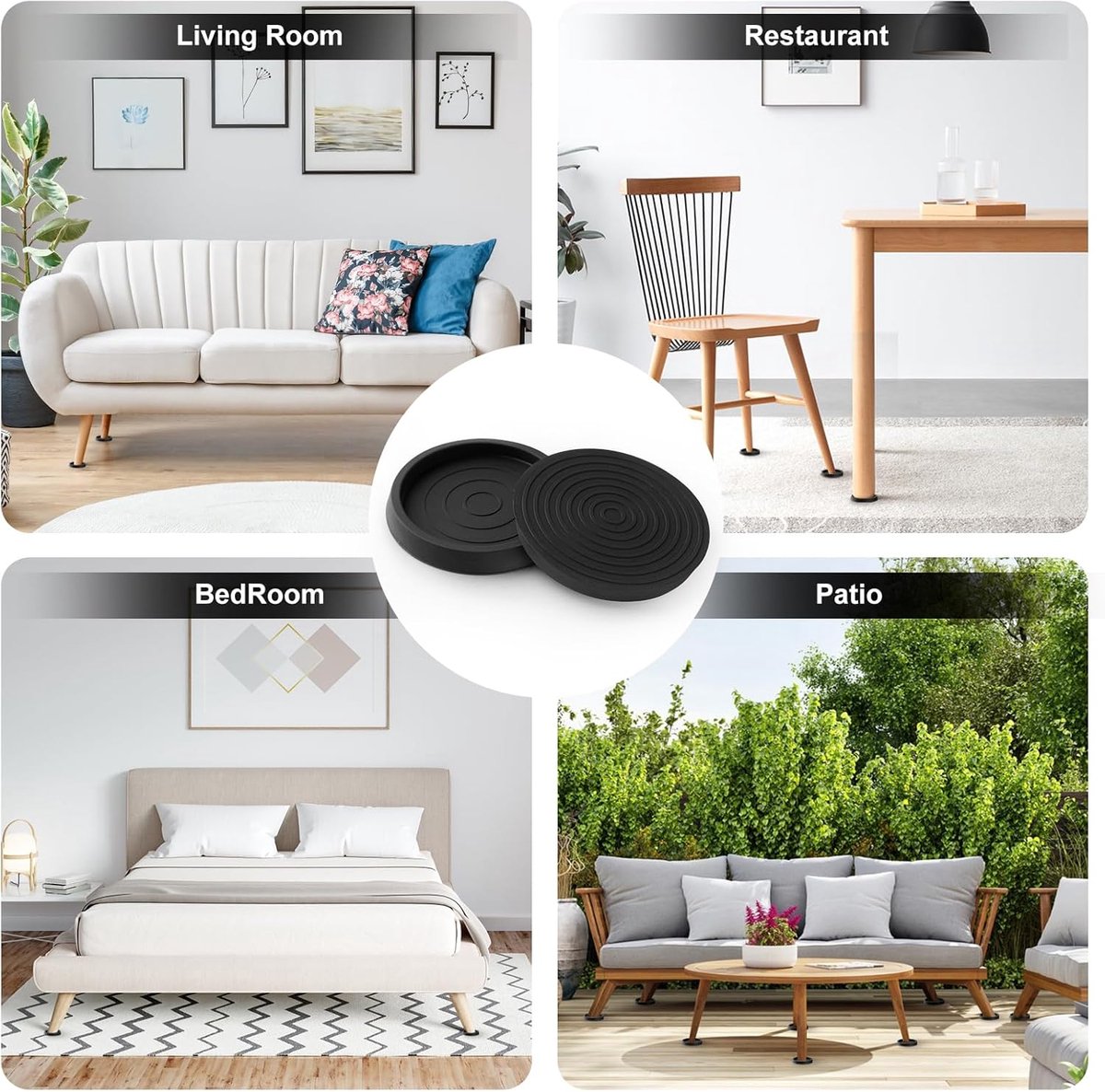 8 pieces - Furniture mats - 76*76*9 mm - 6.3 cm round furniture mat - anti-slip furniture protectors - rubber furniture protectors - for hardwood floors - floor protectors - for beds