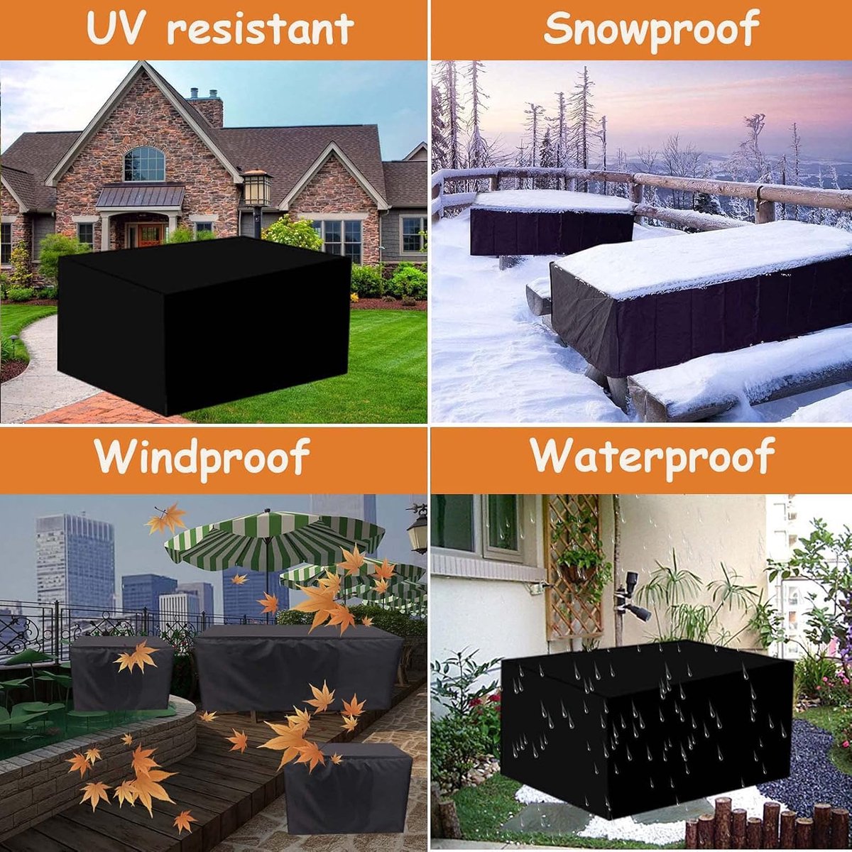 Garden Table Cover - 123*123*74 cm - Garden Furniture Cover - Square Garden Furniture Cover - Waterproof Garden Furniture Protective Cover - Waterproof Garden Table Cover - Dust Cover - Anti-UV - 210D Oxford Table Cover - for Garden