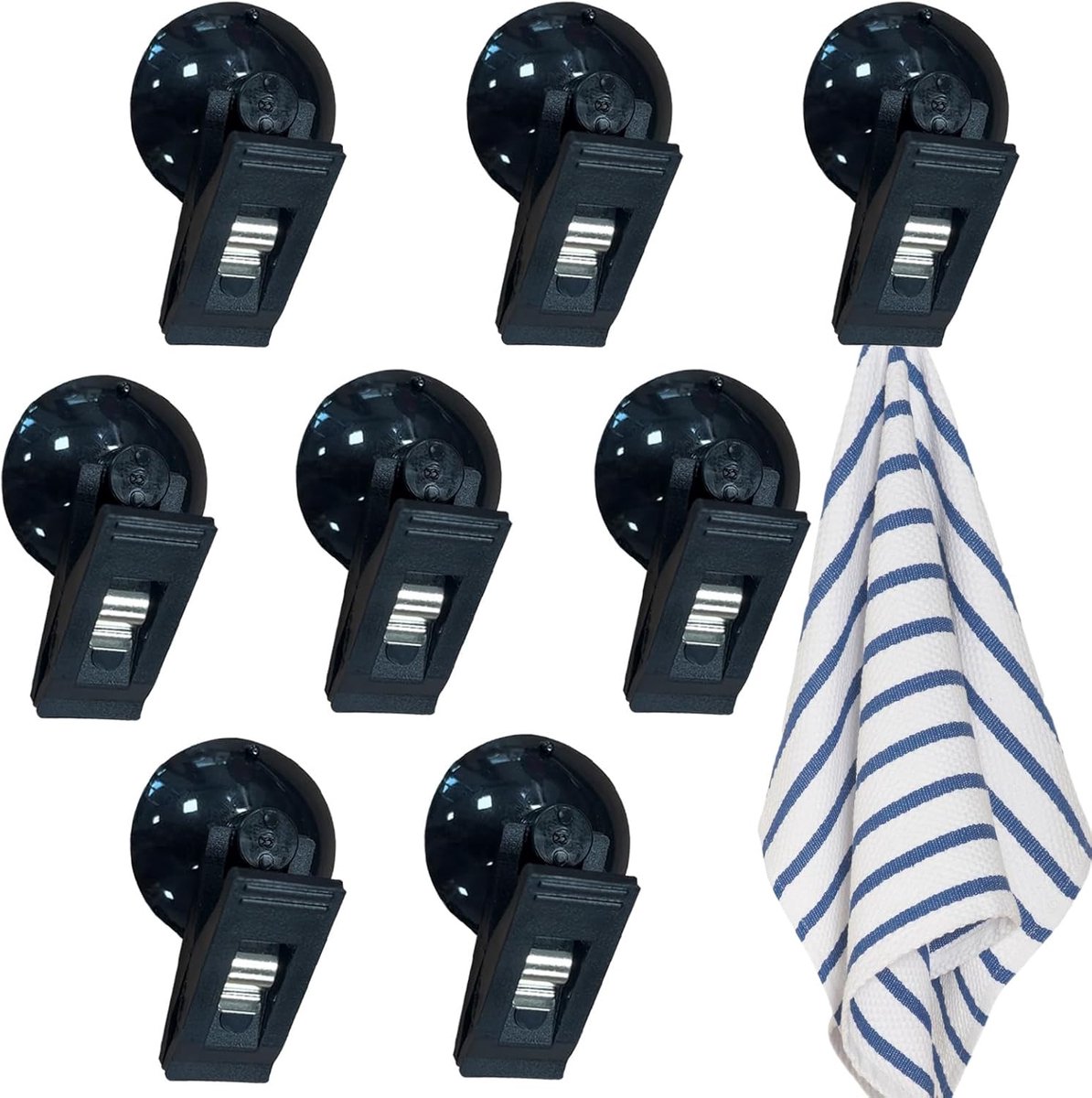8 pieces - Suction cup clips - Shower curtain clips - Shower curtain clamps - Multifunctional storage clip - Windproof protective clips - shower curtain clips with suction cup - for car sunshades, refrigerator, notes, ticket and photo organization - 30*35