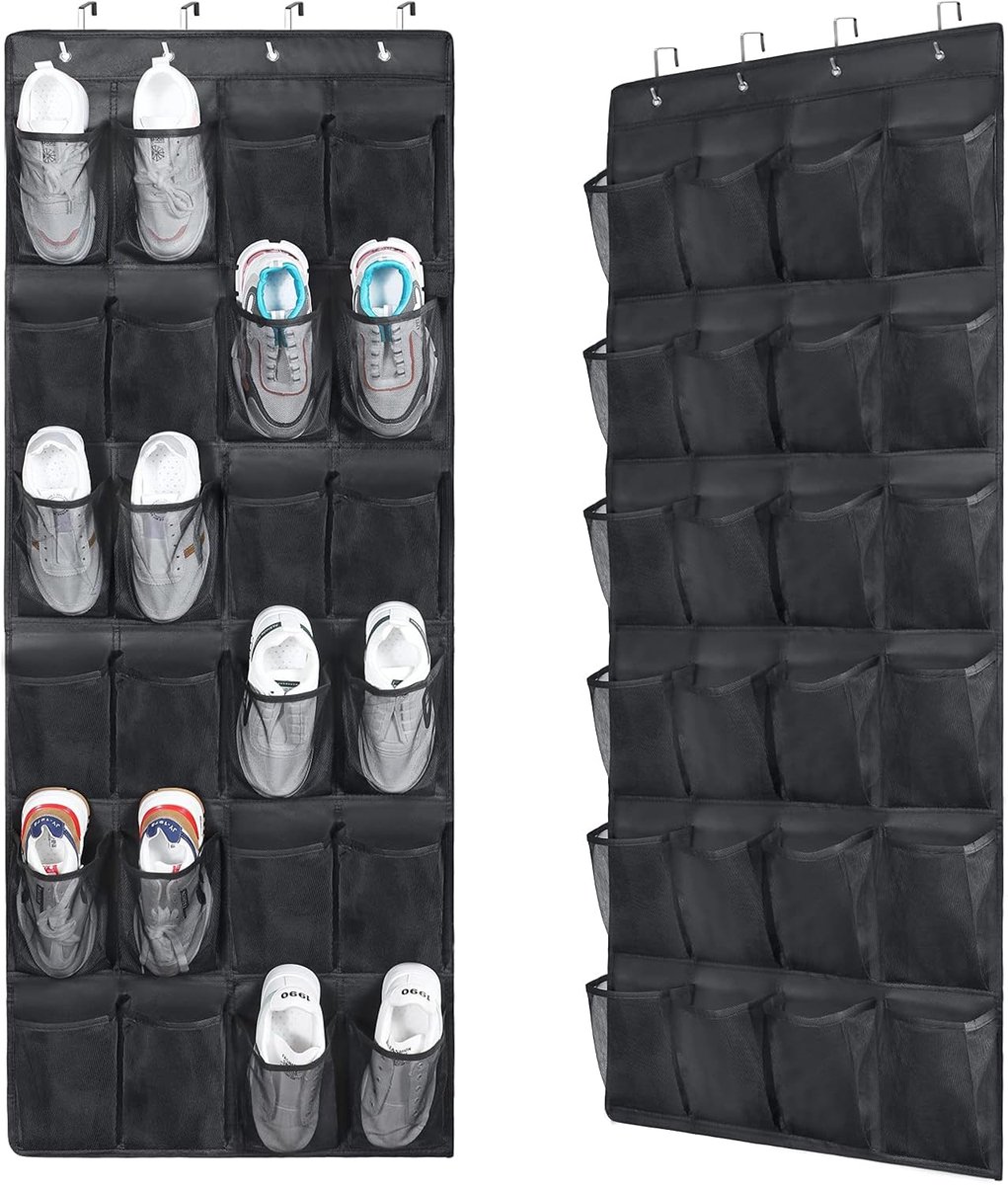 2-Piece Hanging Shoe Bag - Behind the Door Shoe Hanging Holder Rack - Shoe Rack - Shoe Organizer - Shoe Bag - with 48 Large Mesh Pockets - Clear Fabric Shoe Hanger Storage Organizer Bag - Hanging Organizer - Shoe Organizer 2-Piece Hanging Shoe Bag - Behind the Door Shoe Hanging Holder Rack - Shoe Rack - Shoe Organizer - Shoe Bag - with 48 Large Mesh Pockets - Clear Fabric Shoe Hanger Storage Organizer Bag - Hanging Organizer - Shoe Organizer