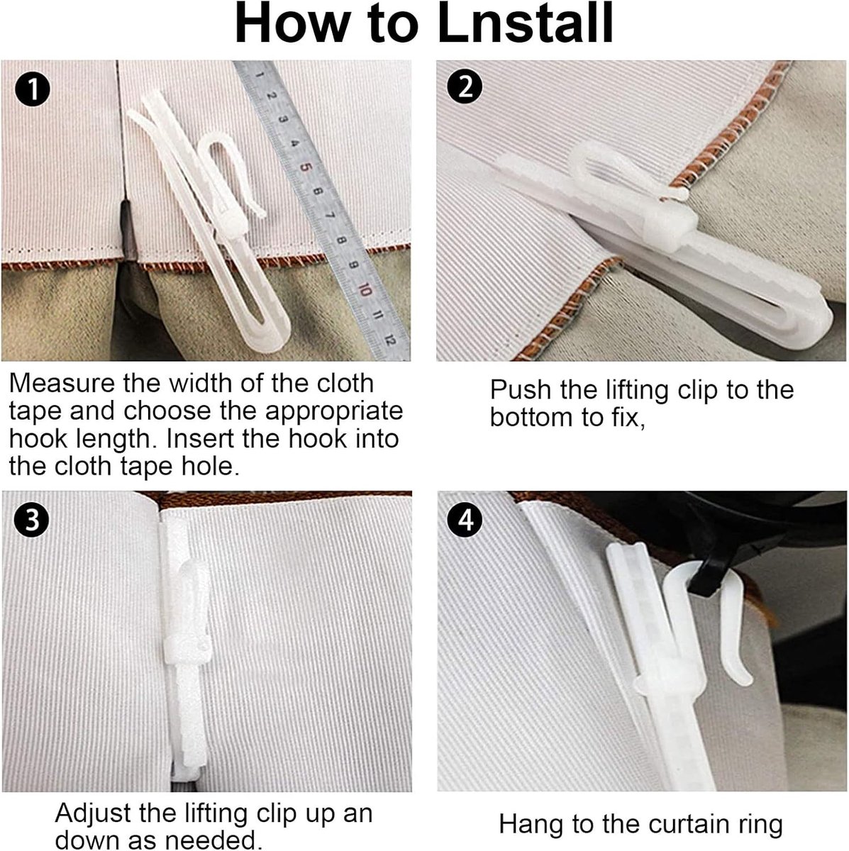 60 pieces - 8.5 cm - Curtain hook - Shower curtain hook - Plastic curtain hook - curtain clip hooks - curtain accessories - adjustable depth - pleated curtain clips - for door