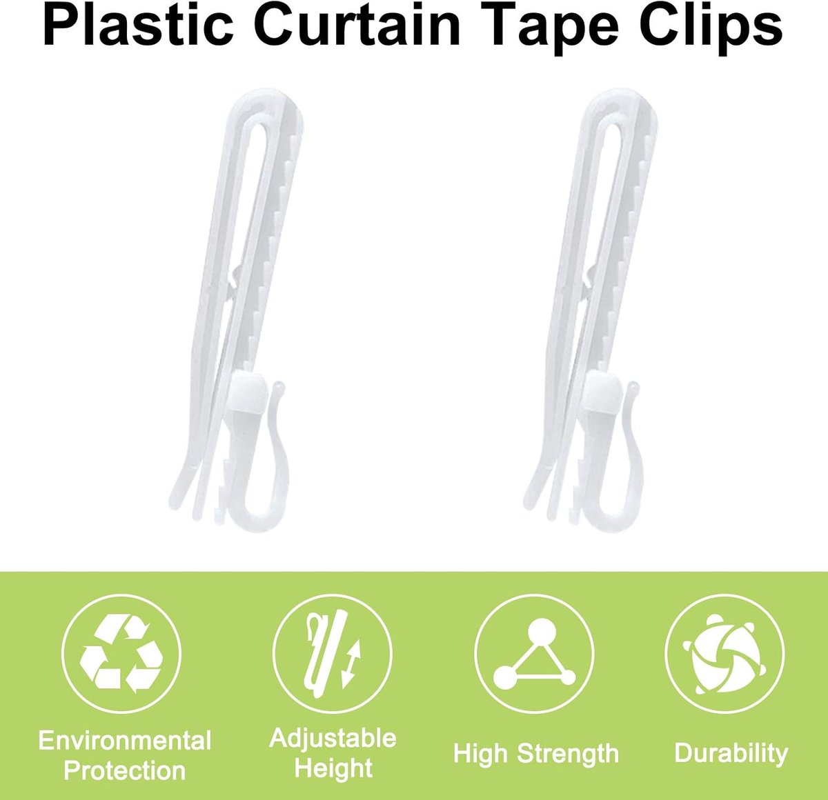 60 pieces - 8.5 cm - Curtain hook - Shower curtain hook - Plastic curtain hook - curtain clip hooks - curtain accessories - adjustable depth - pleated curtain clips - for door