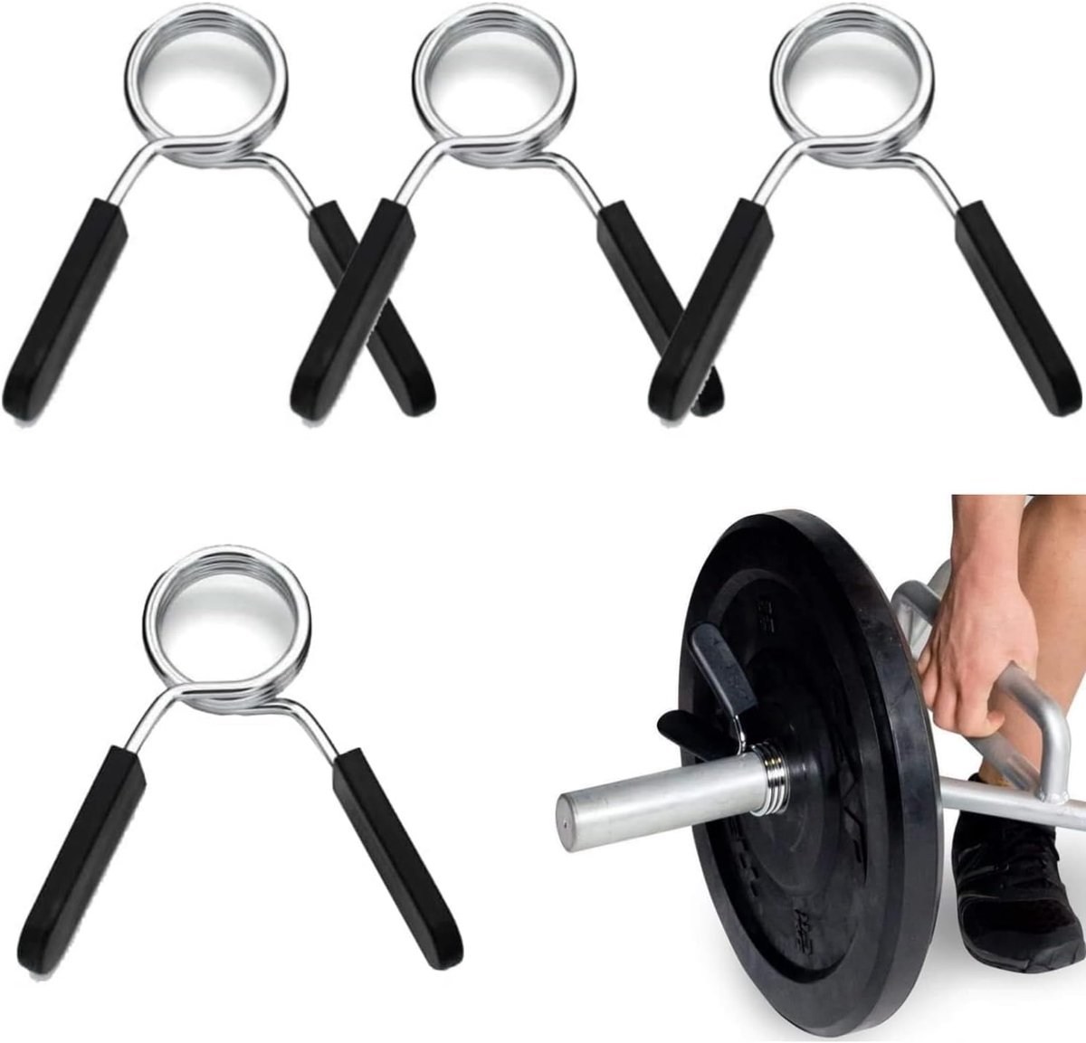 4 pieces - Barbell Clamp - 2.5 cm - Spring Barbell Clamp - Dumbbell Clip - Spring Clips for Weights - Barbell Bars - Clamp Ring - Spring Clips - Locking Clip Ring Bodybuilding - for Weightlifting 4 pieces - Barbell Clamp - 2.5 cm - Spring Barbell Clamp - Dumbbell Clip - Spring Clips for Weights - Barbell Bars - Clamp Ring - Spring Clips - Locking Clip Ring Bodybuilding - for Weightlifting