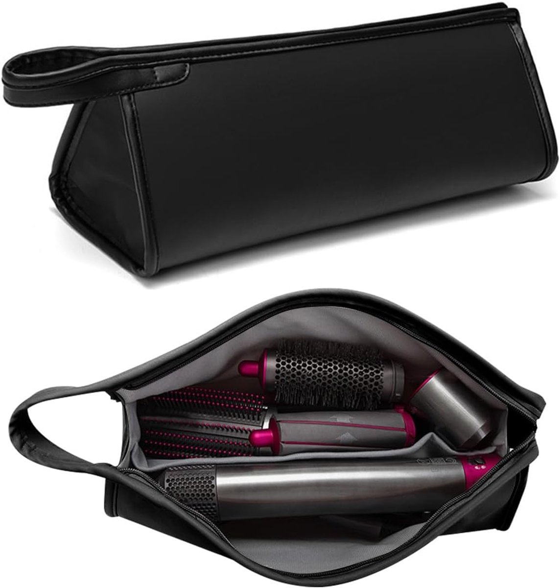 Suitable Travel Case - 1 piece - Organizer - Storage Bag - Travel Bag - Travel Pouch - PU Leather - Waterproof Hair Dryer Bag - Portable Hair Dryer Bag - For curling iron, comb, curling iron and hair dryer - Suitable for Dyson Supersonic and accessories -