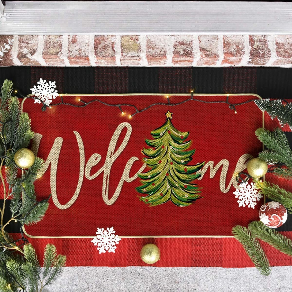 doormat - Christmas Doormat - 50 × 80cm - indoor doormat - outdoor doormat - Christmas decoration - Christmas tablecloth - indoor Christmas decoration - Christmas tree pattern - Christmas doormat - non-slip doormat - Welcome Doormat - for Indoors and Outd