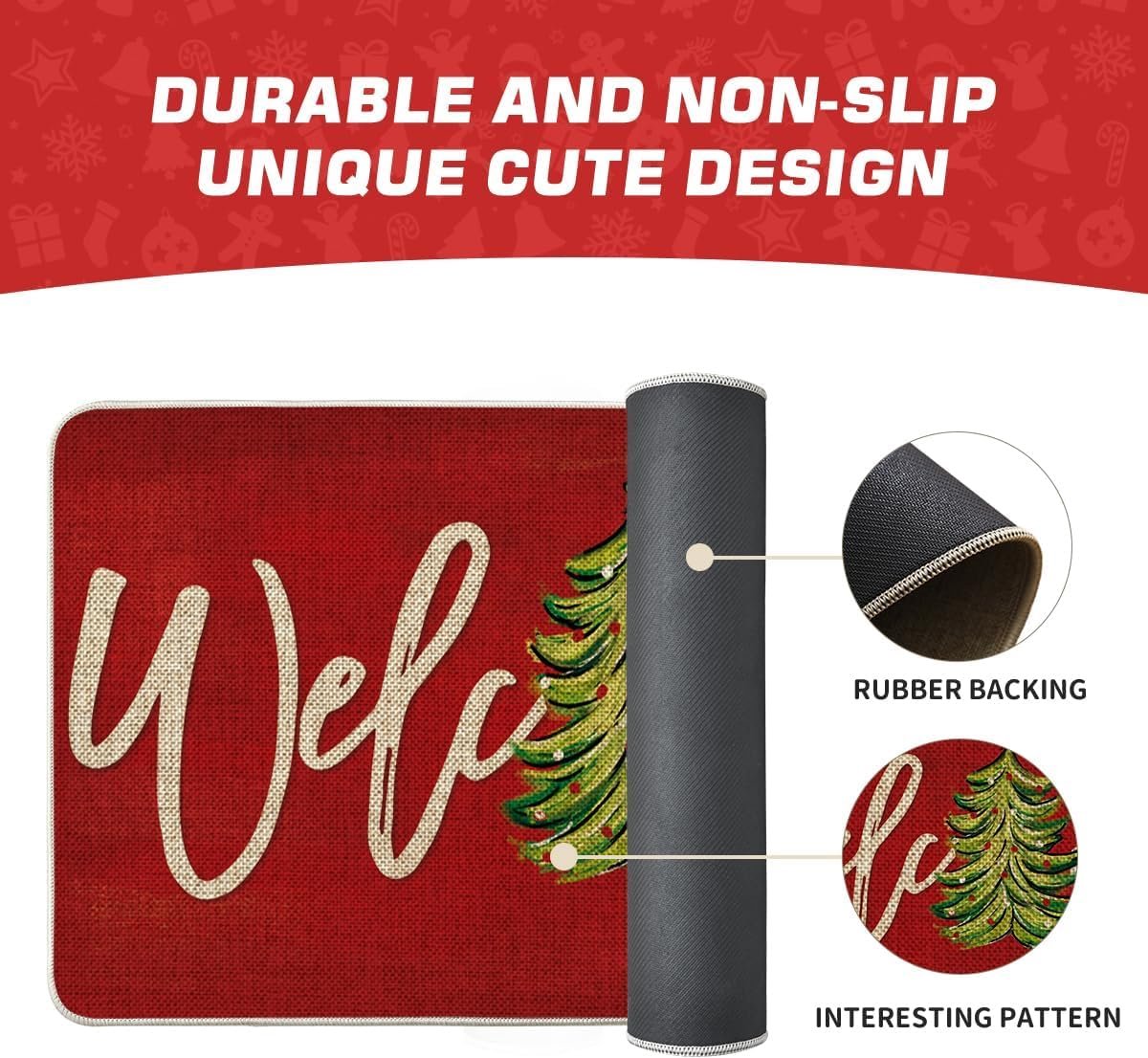 doormat - Christmas Doormat - 50 × 80cm - indoor doormat - outdoor doormat - Christmas decoration - Christmas tablecloth - indoor Christmas decoration - Christmas tree pattern - Christmas doormat - non-slip doormat - Welcome Doormat - for Indoors and Outd