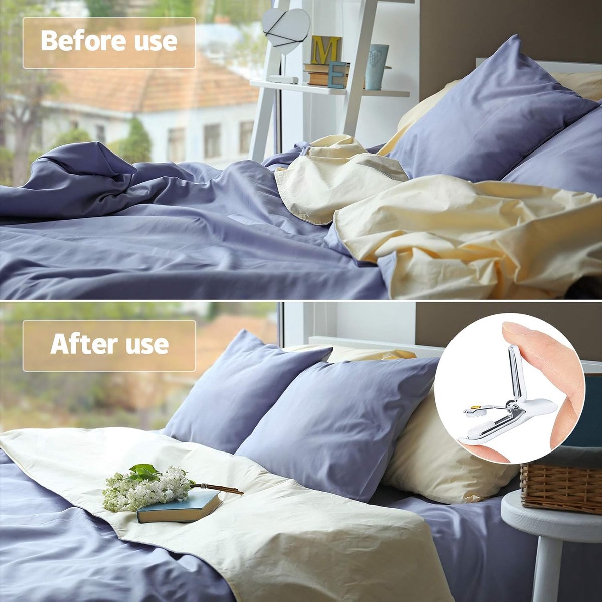 12 pieces - Duvet clips - Quilted duvet clips - with foam and metal - Duvet clamps - Duvet pegs - Clamps - Clips - Sturdy duvet clips - Bedding accessories - for duvets