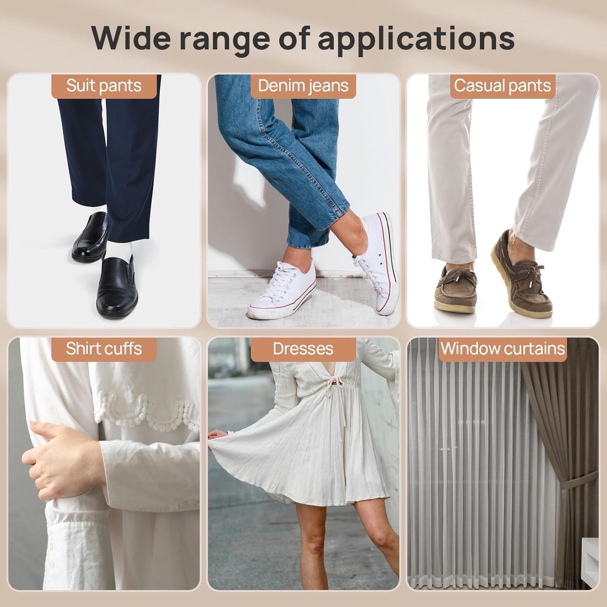 Iron-on tape - 10 m*2.5 cm - Hemming tape - Hemming tape for trousers - Curtain tape - pleating tape - iron-on hem tape - self-adhesive tape without sewing - for hemming - washable repair tape - for jeans