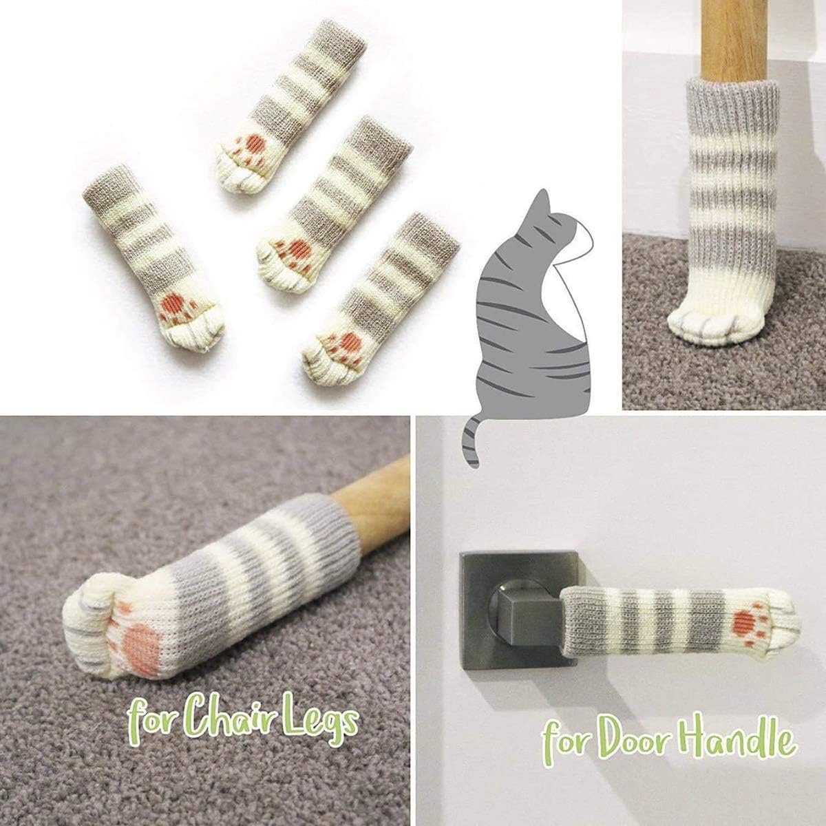 24 pieces - Furniture socks - Chair leg protectors - Floor protectors - Chair leg socks - Chair leg caps - cat paw chair socks - knitted non-slip chair leg floor protectors - sound-dampening furniture socks for hardwood floors - 6 sets