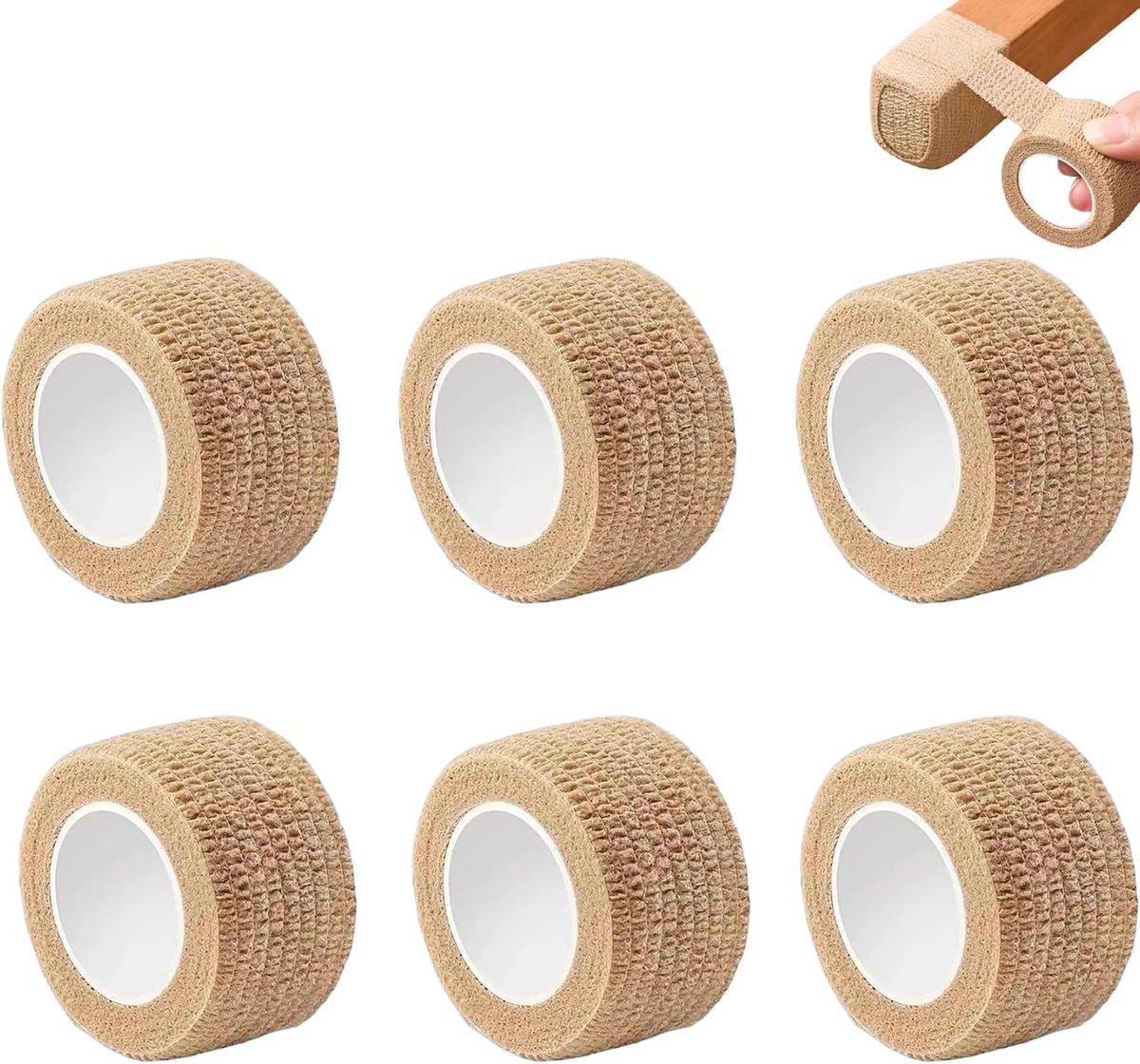 6 Rolls Chair Leg Floor Protectors - Self-Adhesive Bandage Wraps - Chair Leg Protectors - Anti-Slip Chair Leg Protectors - Chair Leg Protective Tape - Chair Leg Protectors - for Hardwood Floors, Noise Reduction - 2.5cm × 2m