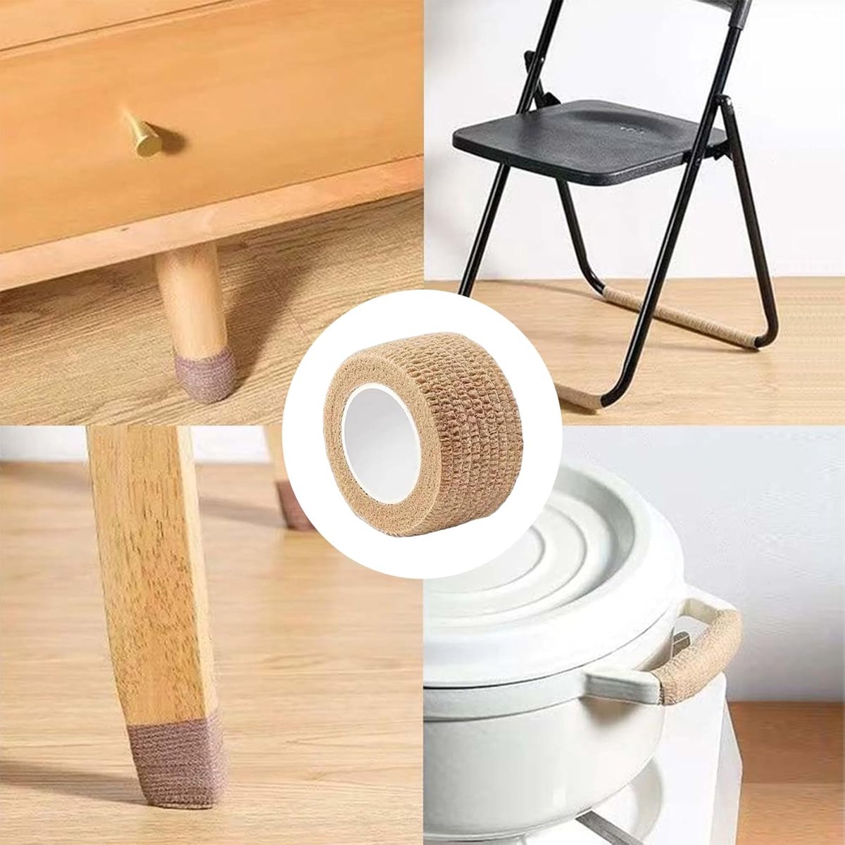6 Rolls Chair Leg Floor Protectors - Self-Adhesive Bandage Wraps - Chair Leg Protectors - Anti-Slip Chair Leg Protectors - Chair Leg Protective Tape - Chair Leg Protectors - for Hardwood Floors