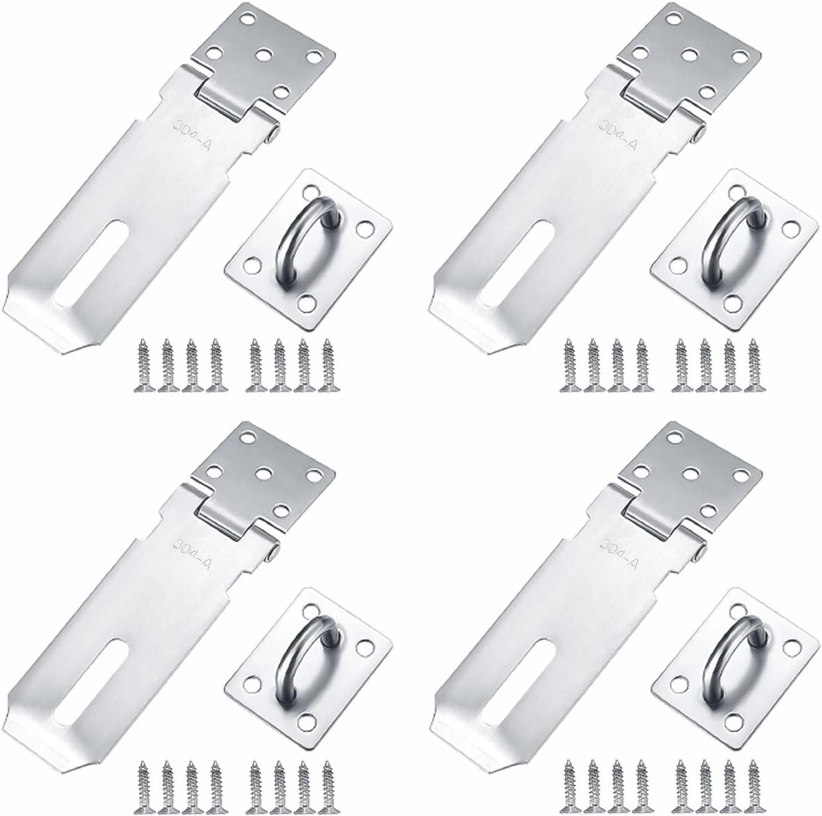 Padlock with screws - 4 Pieces - Hasp Padlock Holder - Padlock Lock - Exterior Door Lock - Padlock Door Handle - Door Lock with Screws - Door Padlocks for Doors, Cabinets