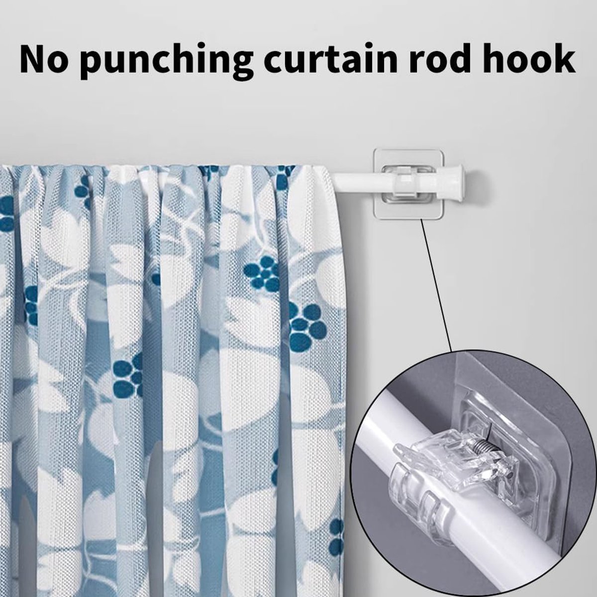 6 pieces - Curtain rod hook - 6*6 cm - drill-free curtain holders - self-adhesive curtain rod holders - drill-free curtain hooks - curtain accessories - for curtain rods
