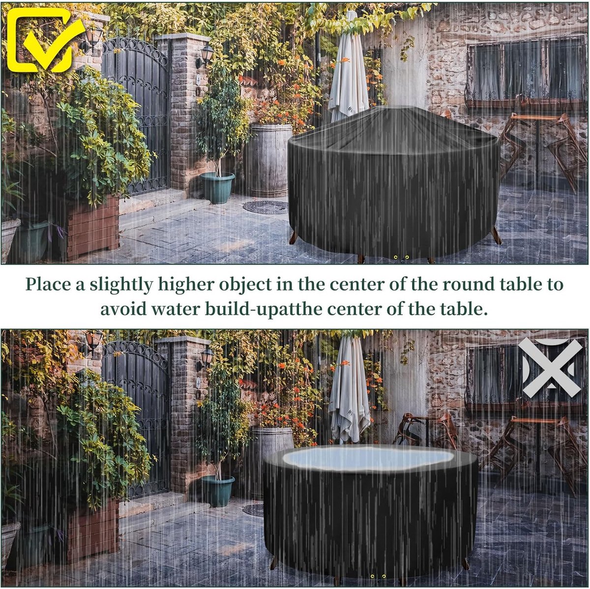 Round Cover - Waterproof - Large Round Garden Table Cover - Windproof - Anti-UV - Tough - Oxford 420D