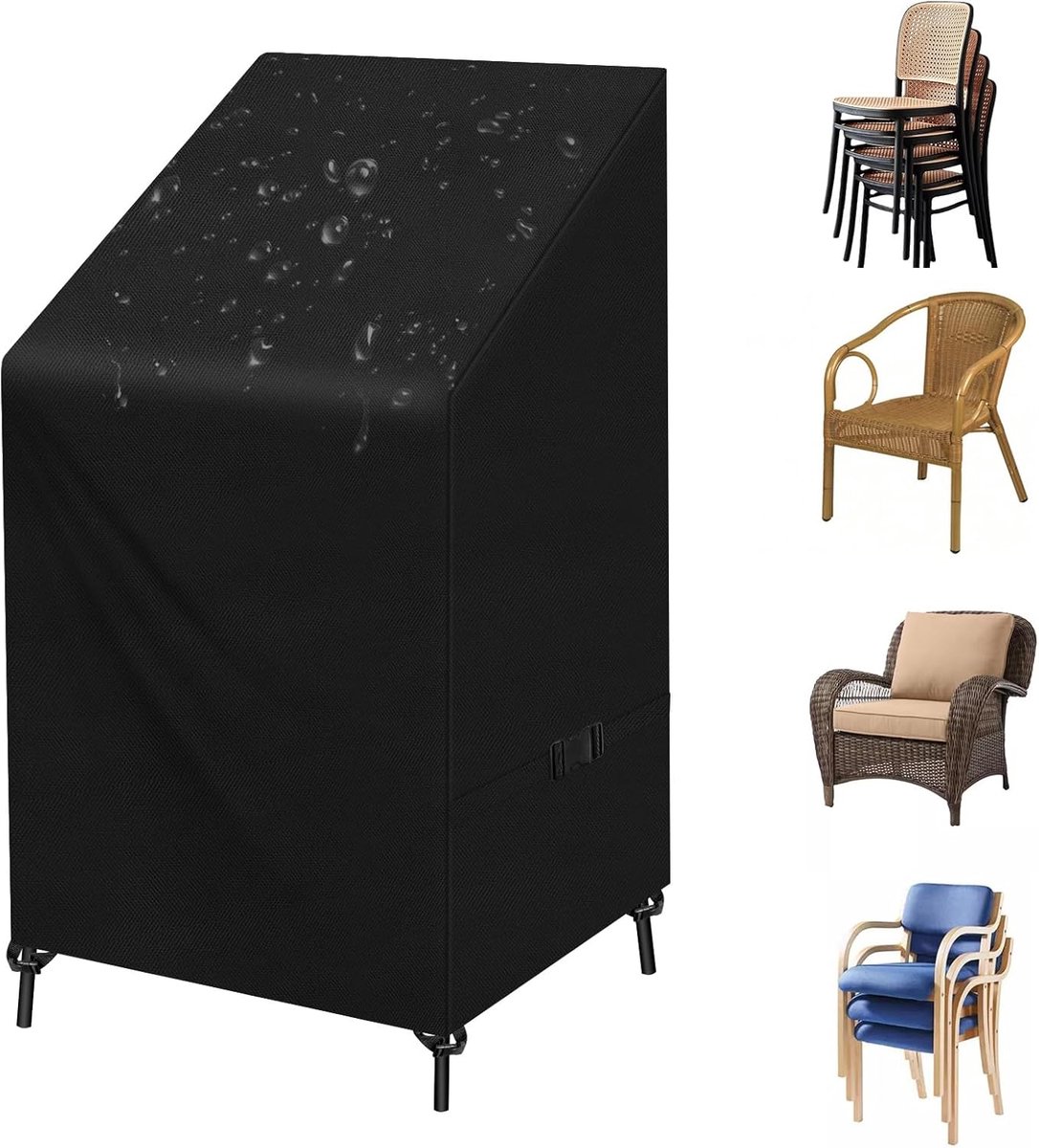 Garden Chair Cover - 75*75*120cm - Garden Furniture Covers - Waterproof Chair Cover - 210D Oxford - furniture covers - stackable garden chair cover - protective cover for garden chairs - dust cover - dustproof - rainproof - sunproof - snowproof - black Garden Chair Cover - 75*75*120cm - Garden Furniture Covers - Waterproof Chair Cover - 210D Oxford - furniture covers - stackable garden chair cover - protective cover for garden chairs - dust cover - dustproof - rainproof - sunproof - snowproof - black