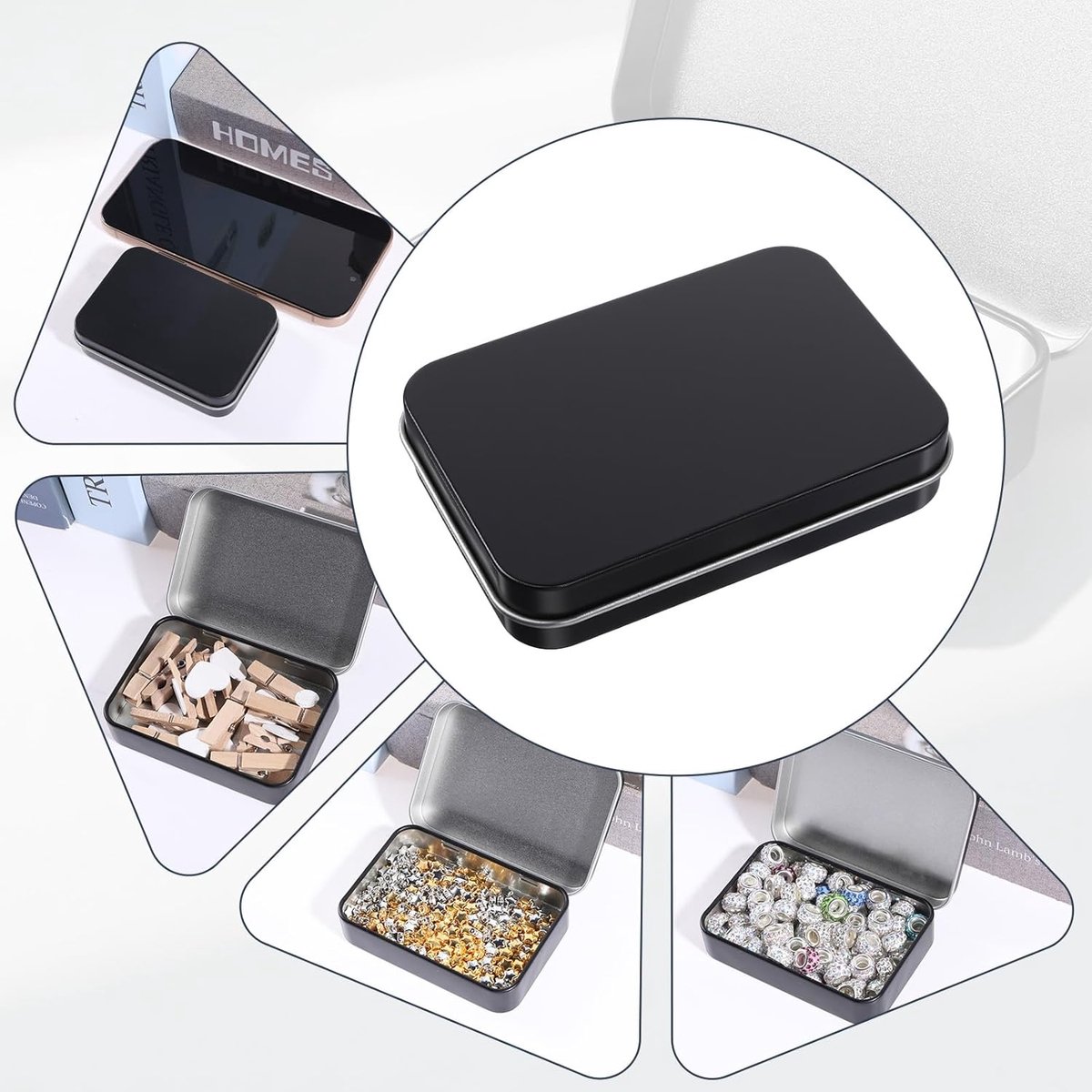 3 pieces - Iron box - Storage box - Portable box - storage box - jewelry box - metal hinged boxes - mini storage box with lids - for storing pins