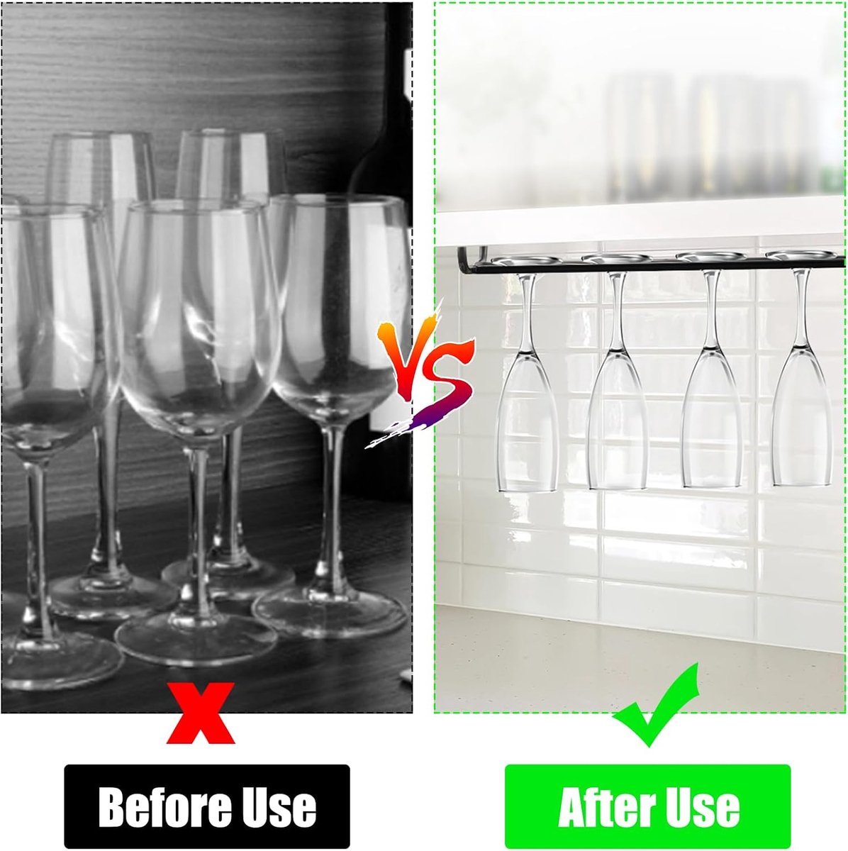 Wine glass holder - Glass hooks for shelf - Iron glass holder for glasses - Wall display holder - Hanging glass holders - Metal hanging glass holder - Display rack - hooks - for bars