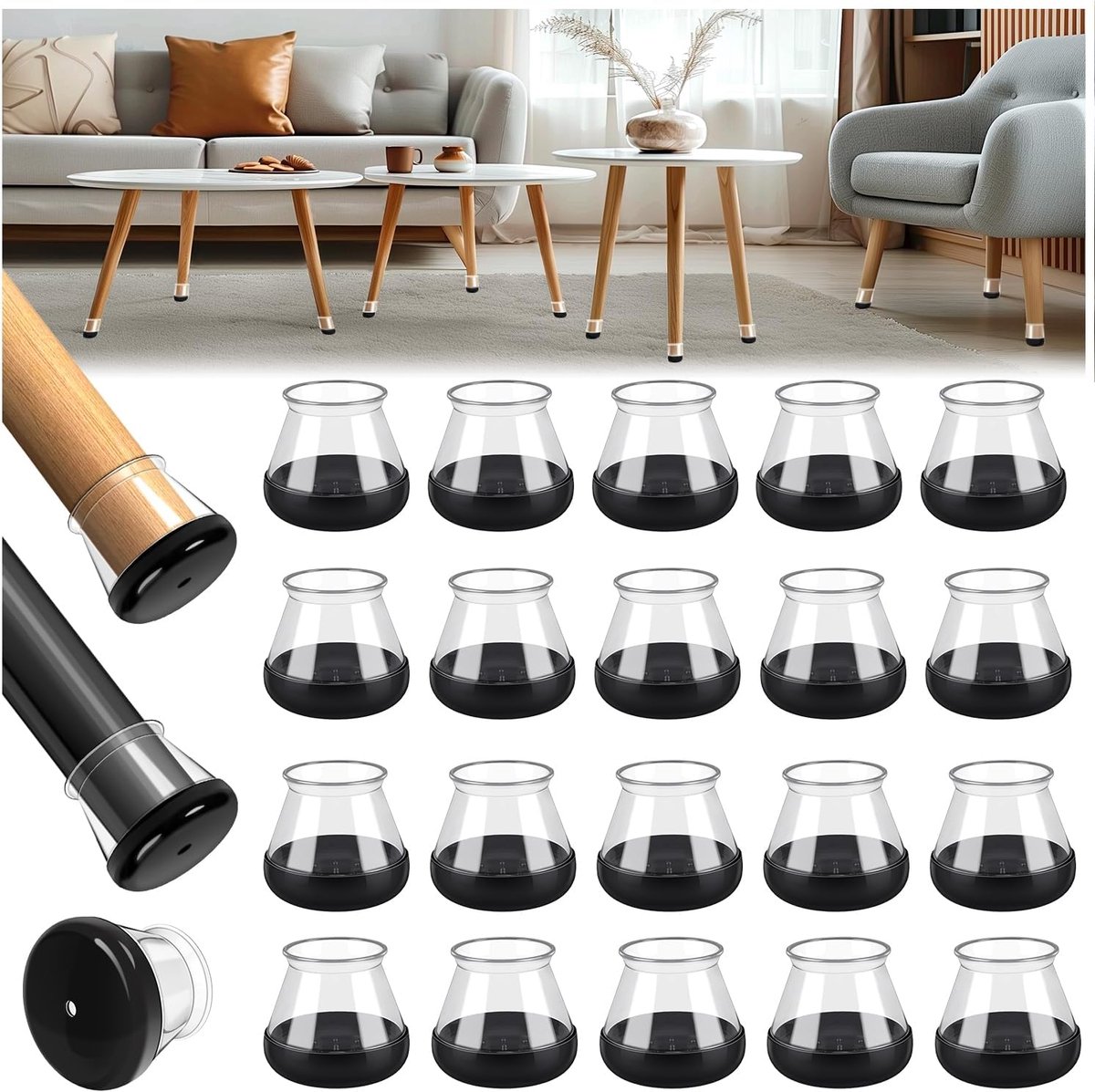 28 Pieces Chair Leg Protectors - Silicone Protective Caps - Chair Leg Protectors - Round Medium Silicone Chair Cushion - Anti-Scratch Felt - Furniture Cushions - Chair Leg Protectors - Carpet Chair Leg Cushions (fit: 20.1-30 mm) - Floor Protection - Black 28 Pieces Chair Leg Protectors - Silicone Protective Caps - Chair Leg Protectors - Round Medium Silicone Chair Cushion - Anti-Scratch Felt - Furniture Cushions - Chair Leg Protectors - Carpet Chair Leg Cushions (fit: 20.1-30 mm) - Floor Protection - Black