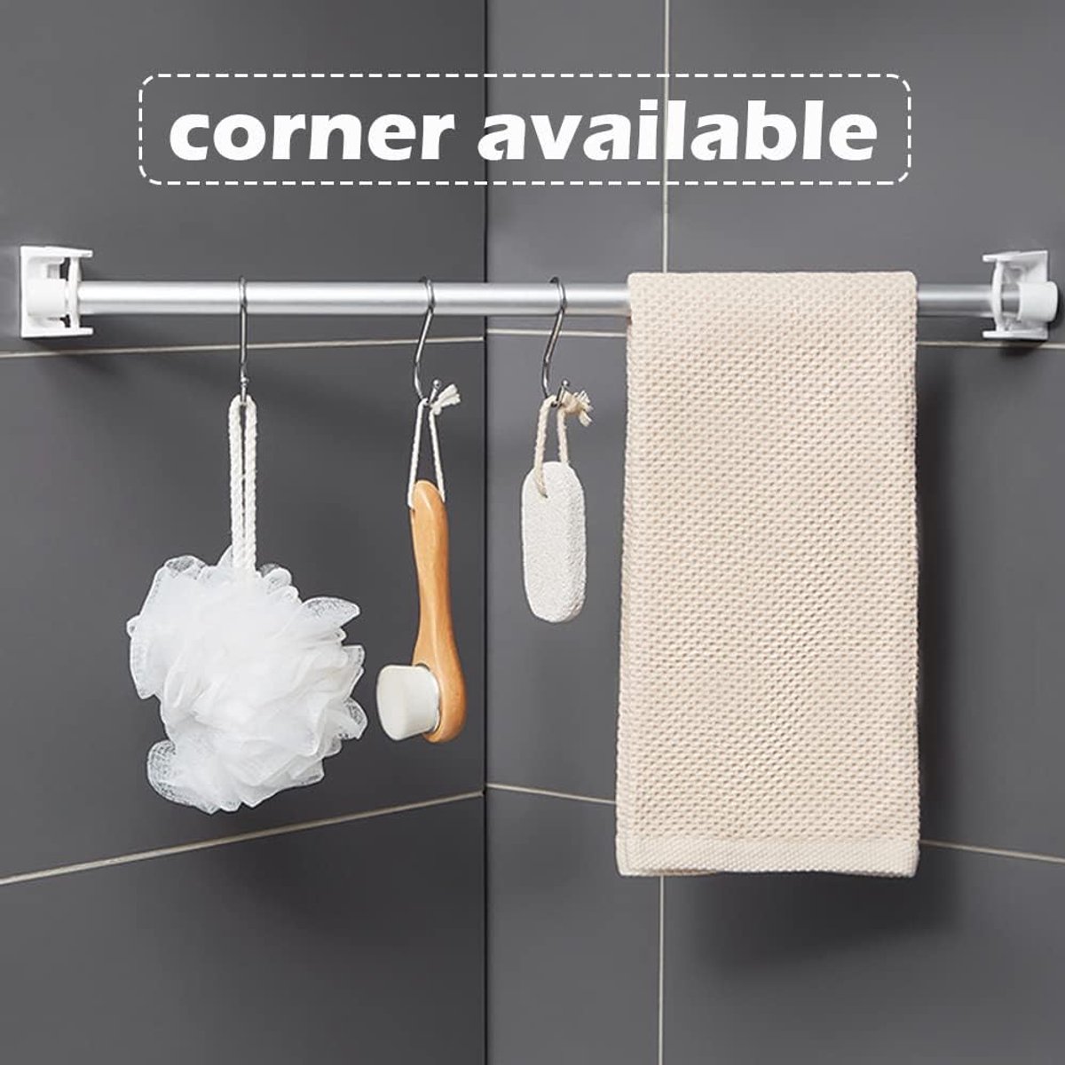 8 pieces - Curtain Rod Bracket - self-adhesive curtain rod holder - 360 degree rotatable mounting brackets - for curtain rods - no drilling required - for bathroom