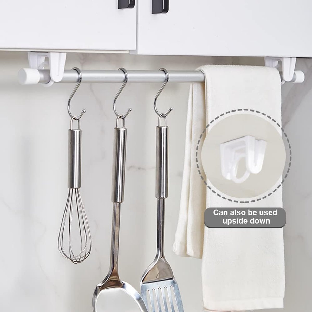 8 pieces - Curtain Rod Bracket - self-adhesive curtain rod holder - 360 degree rotatable mounting brackets - for curtain rods - no drilling required - for bathroom