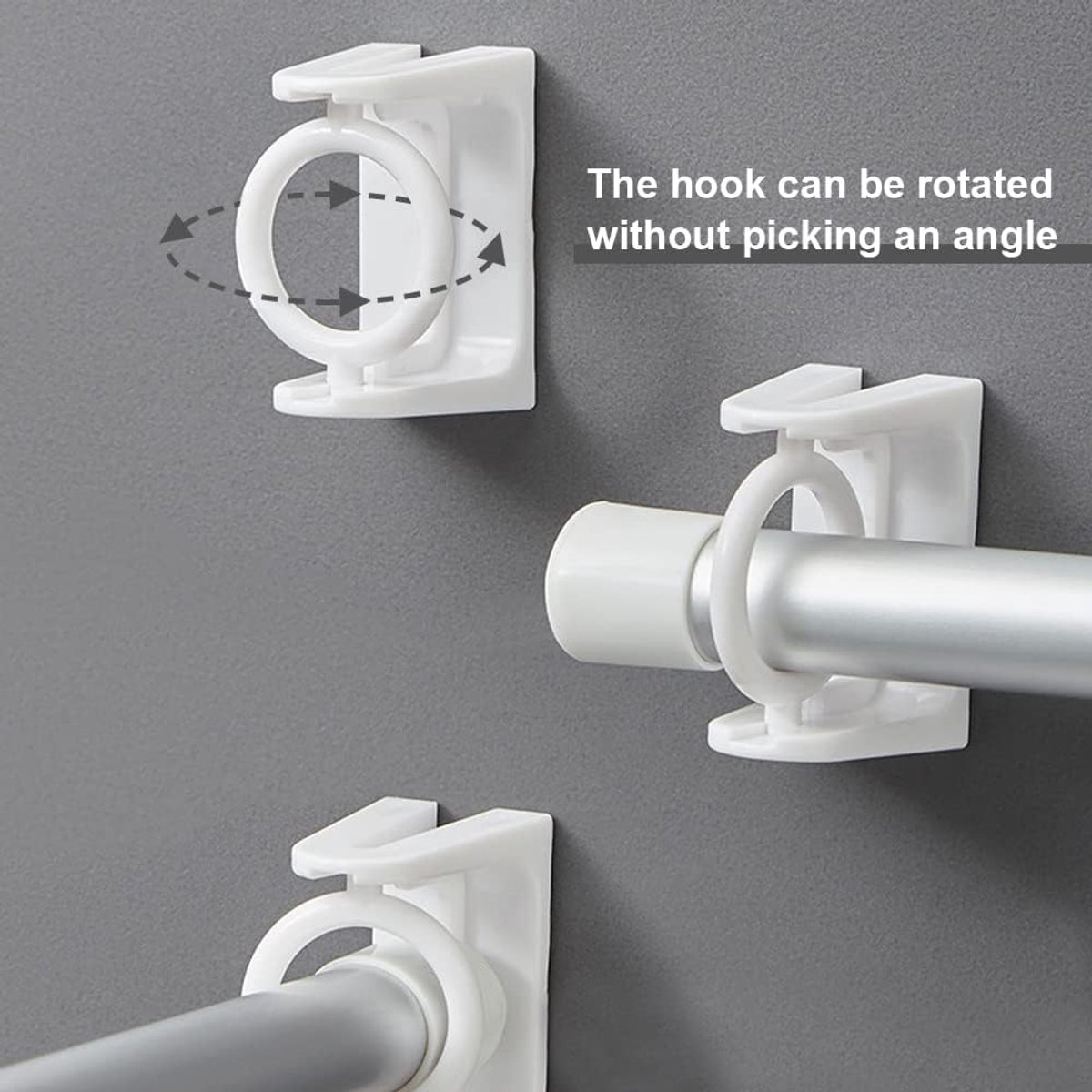 8 pieces - Curtain Rod Bracket - self-adhesive curtain rod holder - 360 degree rotatable mounting brackets - for curtain rods - no drilling required - for bathroom
