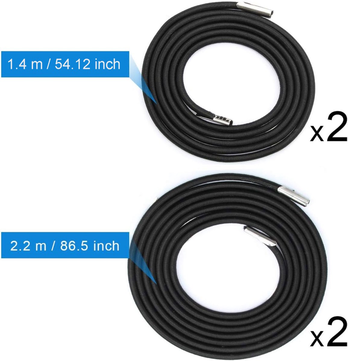 4 pieces - replacement cords - 1.4m and 2.2m - replacement rope for lounge chair - replacement rope for the chair - replacement elastic cords - accessories for recliners - for sun loungers and garden chairs - black