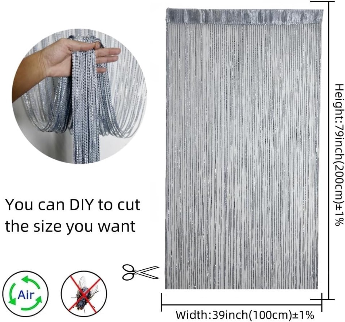99*199 cm - Fly curtain - Screen door - Door curtain - Window decoration - with tassels - wardrobe curtain - door cord - curtains - mosquito net - for doorway