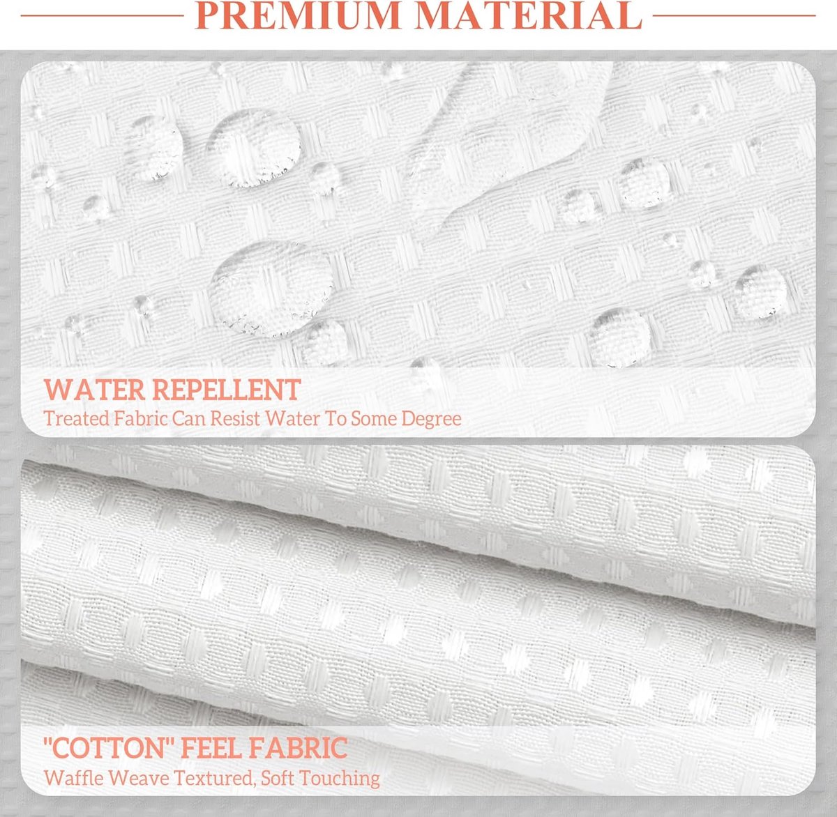 Waffle Weave Shower Curtain - Shower Curtain - Window Curtain - Fabric shower curtain for bathroom - Raised fabric - Waterproof - Washable - Suitable for bathroom