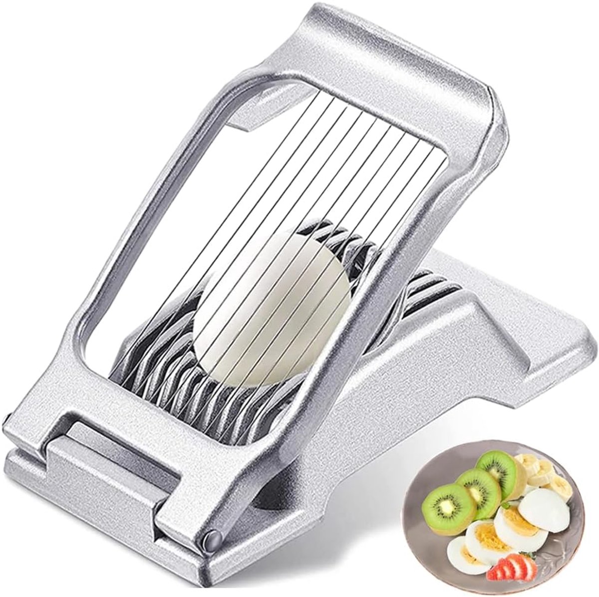 Aluminum Alloy Egg Slicer - Egg Slicer - Hard-Boiled Egg Slicer - Mushroom Slicer - Professional Egg Slicer - Multifunctional Egg Slicer - Round and Oval Slice Egg Slicer - For slicing eggs, bananas, and strawberries - Silver