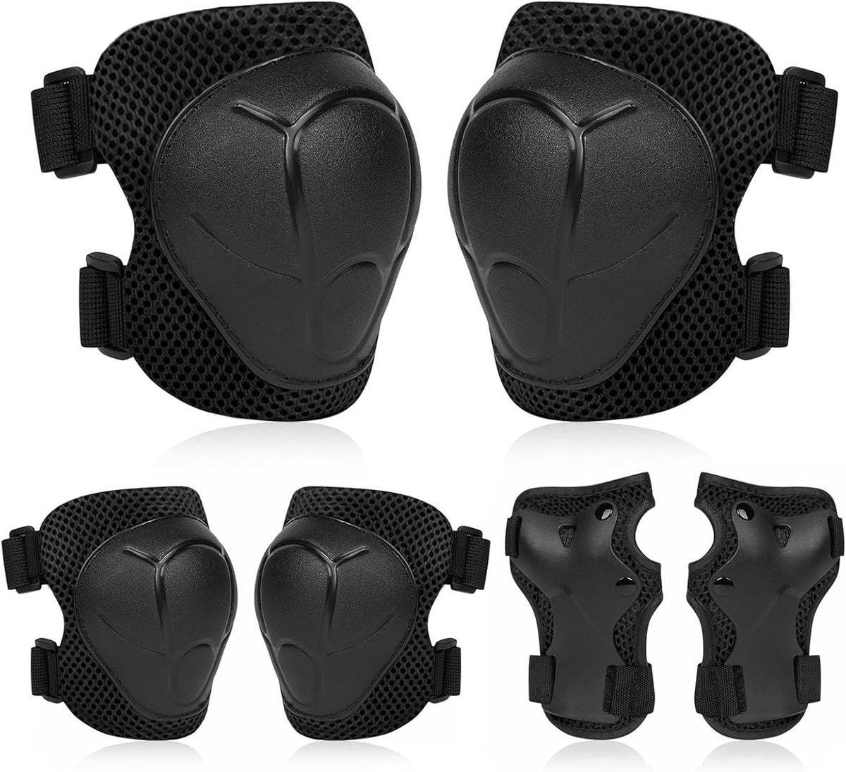 Kids Skate Protection Set - Protective covers for children's roller skates - Skate protection - Protection set for roller skates - Knee pads for children - Includes knee pads, elbow pads and wrist pads - knee pad set - Black