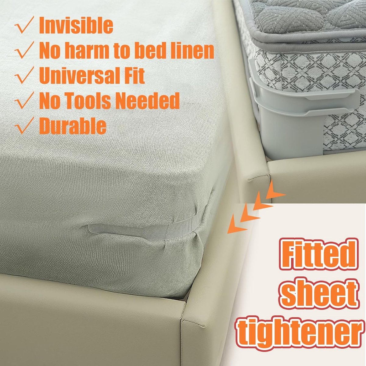 4 pieces - Sheet holder - Bed sheet holder - Duvet clips - Sheet clamps - with fastening strips - removable fitted sheet corner holders - bed clips - corner holders for covers - for mattress protectors