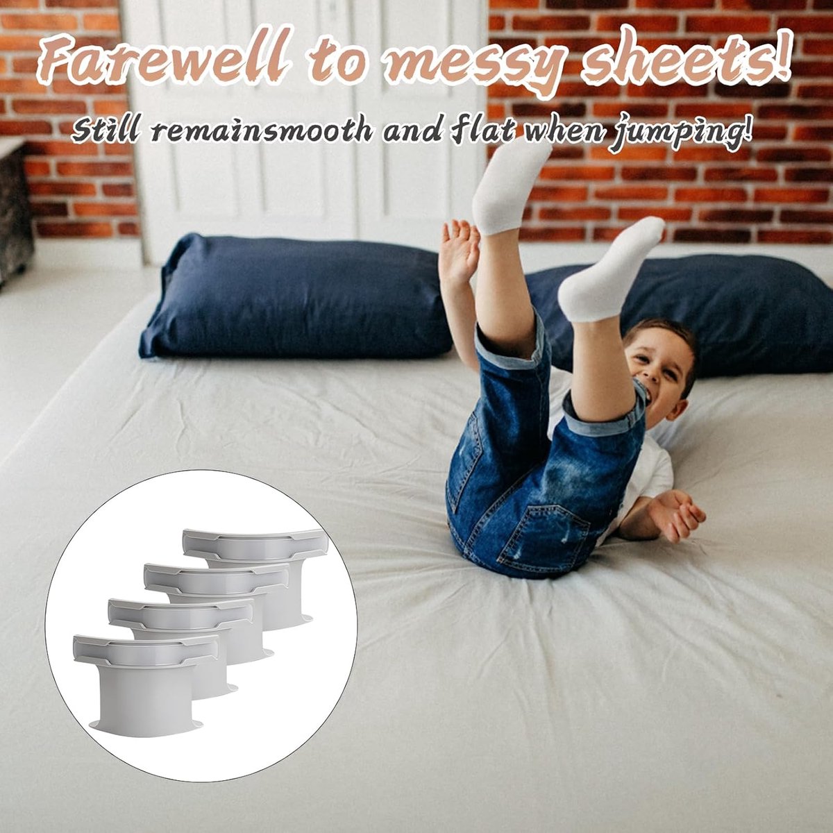 4 pieces - Sheet holder - Bed sheet holder - Duvet clips - Sheet clamps - with fastening strips - removable fitted sheet corner holders - bed clips - corner holders for covers - for mattress protectors