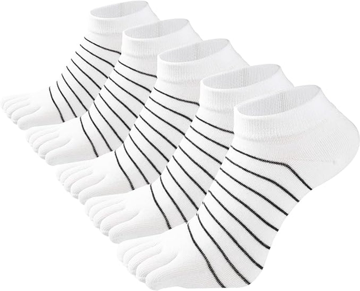 5 pairs - Toe socks - Toe socks - Yoga socks - cotton toe socks for women - Runner toe socks - Runner Toe socks - Smooth toe seam - Cotton - Comfortable Socks - sports socks - loose toe socks - breathable sports socks - white