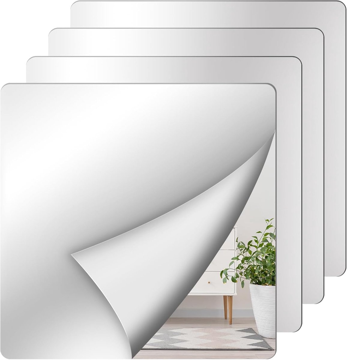 4 Pack Full Length Wall Mirror - 12 x 12 Inch Acrylic Mirror Tiles - Wall Stickers - Adhesive Mirrors - Door Mirror - Mirror Sticker - Wall Mirror - for Bedroom Home Gym Door - Home Accessories 4 Pack Full Length Wall Mirror - 12 x 12 Inch Acrylic Mirror Tiles - Wall Stickers - Adhesive Mirrors - Door Mirror - Mirror Sticker - Wall Mirror - for Bedroom Home Gym Door - Home Accessories
