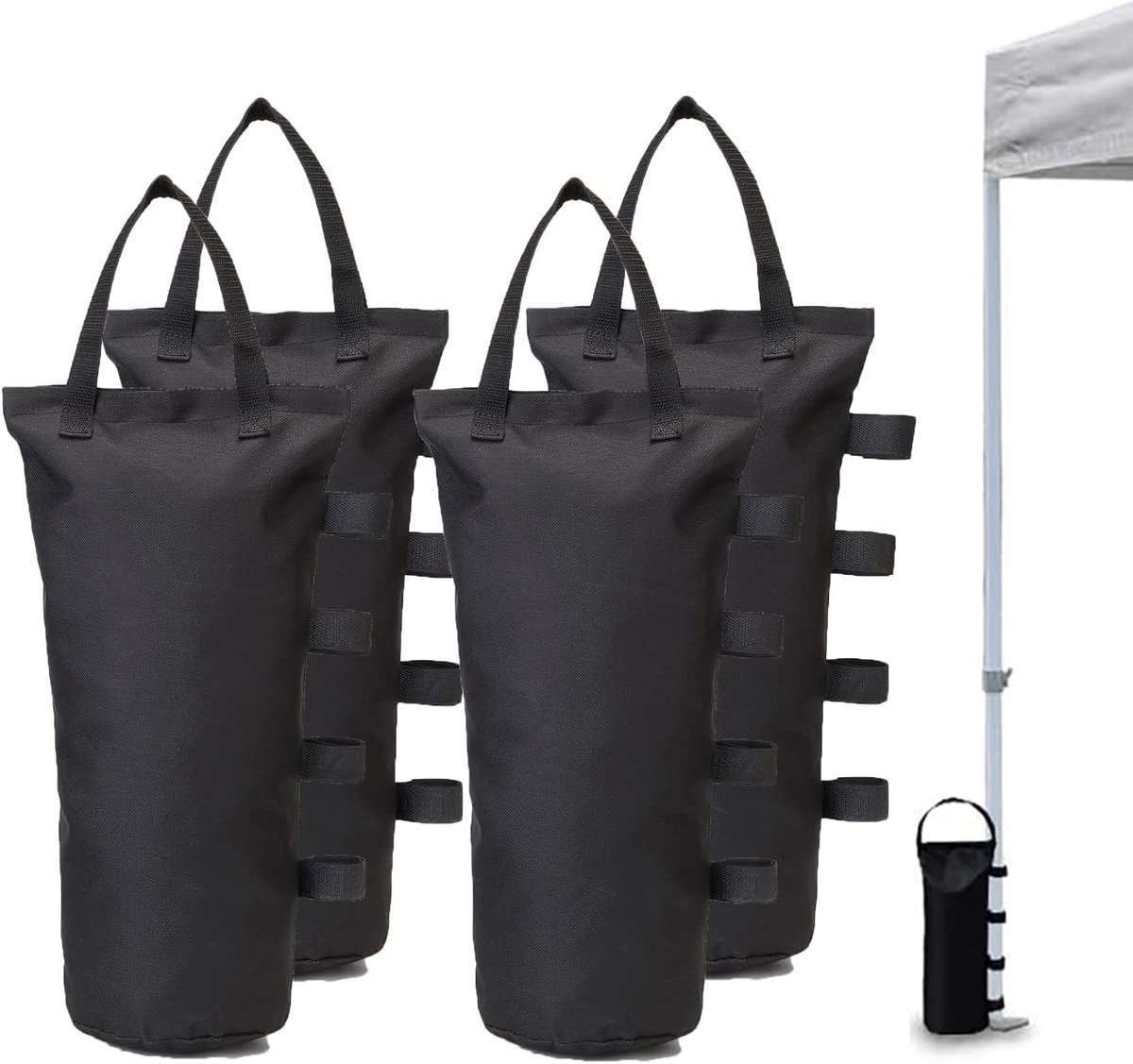 4 pieces - Sandbags - Weight bag - Ballast bags - Gazebo Weights - Ballast bags - cylindrical sandbags - solid windproof sandbag - canopy gazebo weights - for pop-up tent, canopy or parasol - Ø15*50 cm - black - (without sand)