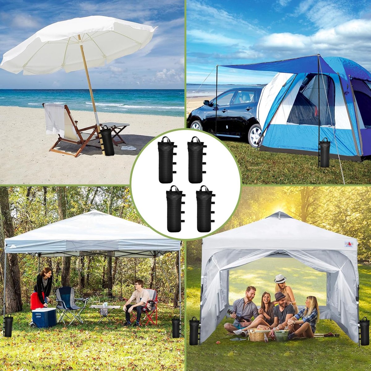 4 pieces - Sandbags - Weight bag - Ballast bags - Gazebo Weights - Ballast bags - cylindrical sandbags - solid windproof sandbag - canopy gazebo weights - for pop-up tent