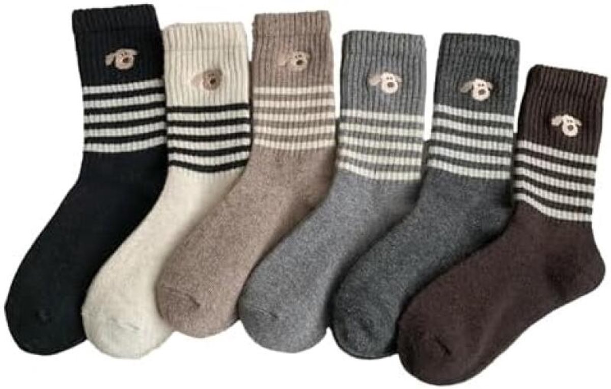 House socks - 5 Pairs - Winter socks - Home socks - House socks for Women and Men - puppy motif - Heated socks - Thick socks - cute soft socks - comfortable, warm and thick socks