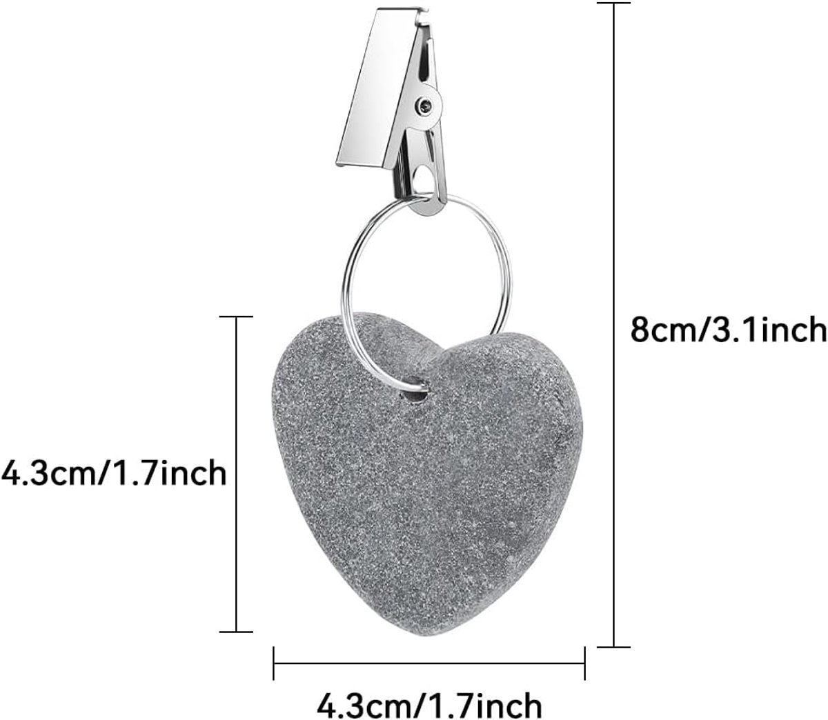 8-pack - Heart-shaped grey tablecloth weights with metal clip - Tablecloth stand and hanger stone