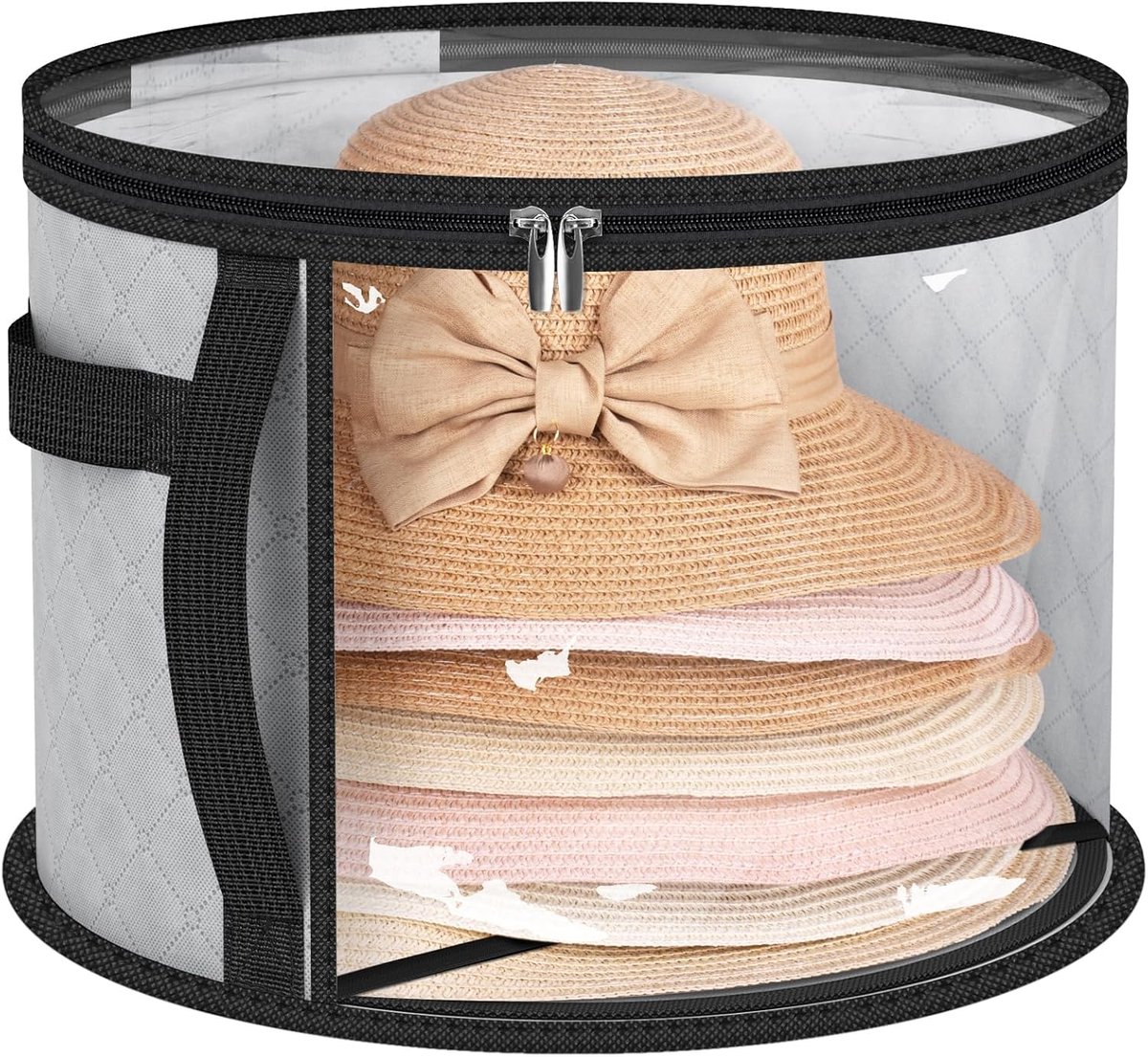 Hat Box - Hat Storage Box - Storage Box for Hats - Round Hat Boxes - Foldable Hat Storage Boxes - Stackable Hat Organizer - Baseball Cap Organizer - Hat Box - for up to 7 hats - perfect for your wardrobe - Grey Hat Box - Hat Storage Box - Storage Box for Hats - Round Hat Boxes - Foldable Hat Storage Boxes - Stackable Hat Organizer - Baseball Cap Organizer - Hat Box - for up to 7 hats - perfect for your wardrobe - Grey
