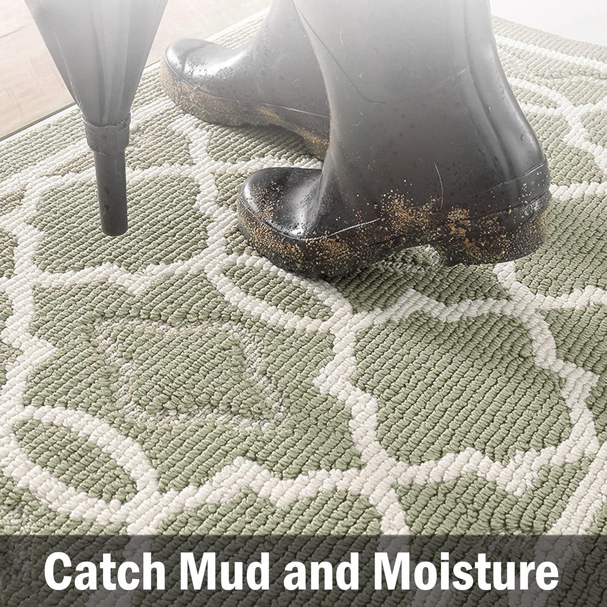 Indoor doormat - 50x80 cm - Indoor entrance mat - Indoor drying mat - Indoor floor mats - Bath mats - Non-slip mat - Polypropylene fiber - Green - Washable - TPR anti-slip - for indoor or outdoor use