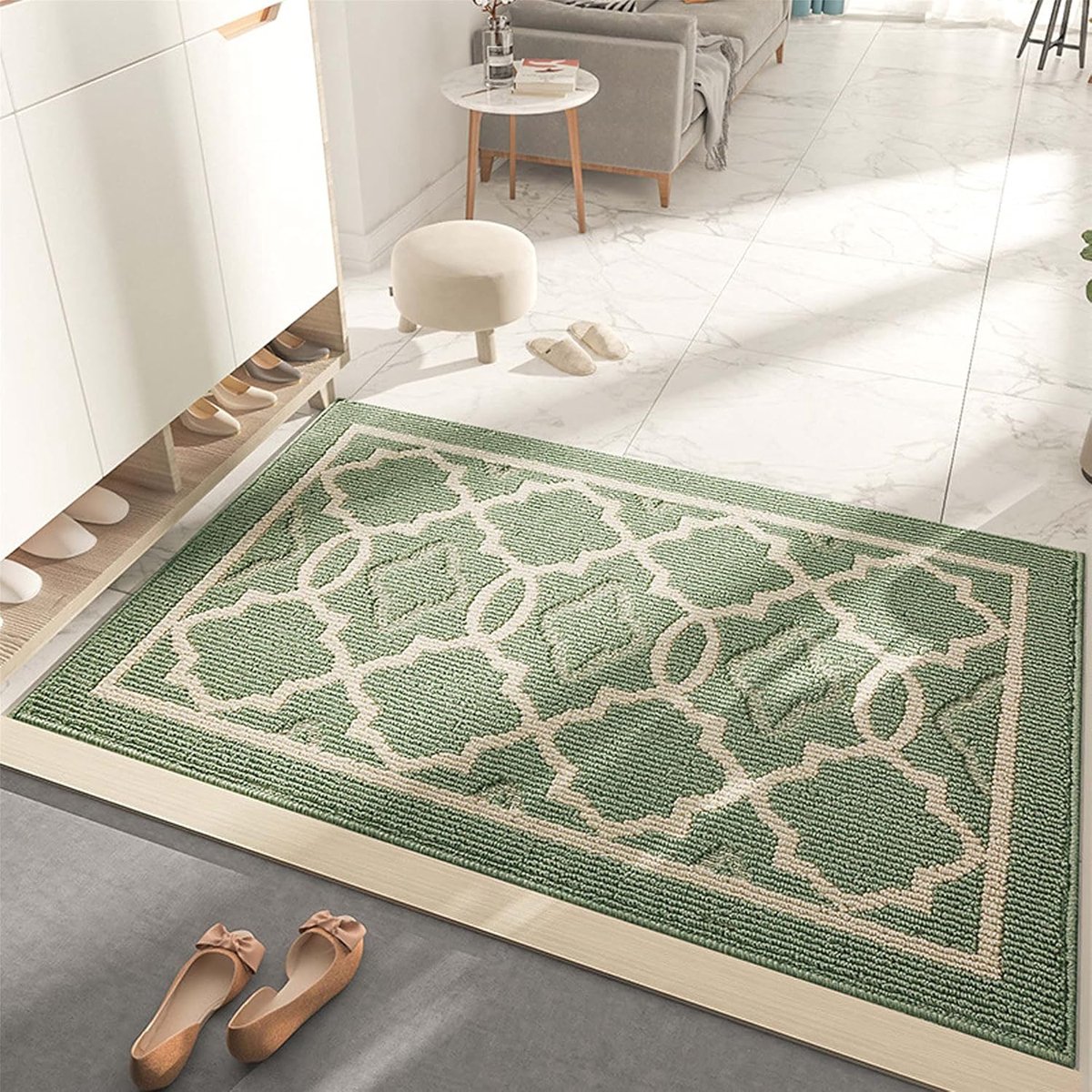 Indoor doormat - 50x80 cm - Indoor entrance mat - Indoor drying mat - Indoor floor mats - Bath mats - Non-slip mat - Polypropylene fiber - Green - Washable - TPR anti-slip - for indoor or outdoor use