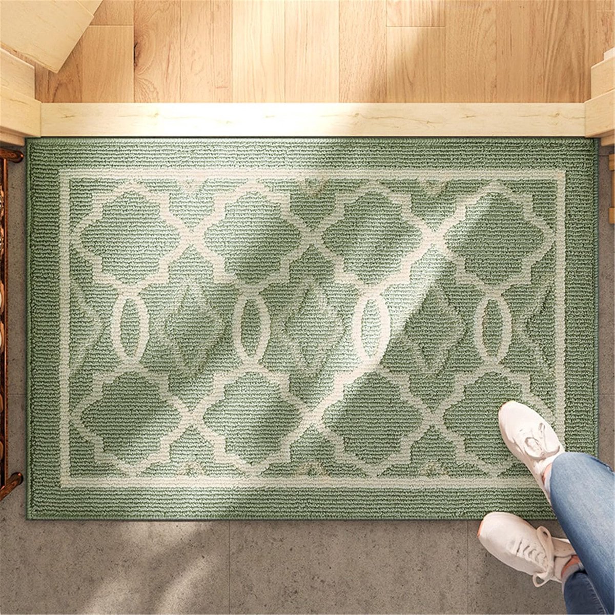 Indoor doormat - 50x80 cm - Indoor entrance mat - Indoor drying mat - Indoor floor mats - Bath mats - Non-slip mat - Polypropylene fiber - Green - Washable - TPR anti-slip - for indoor or outdoor use