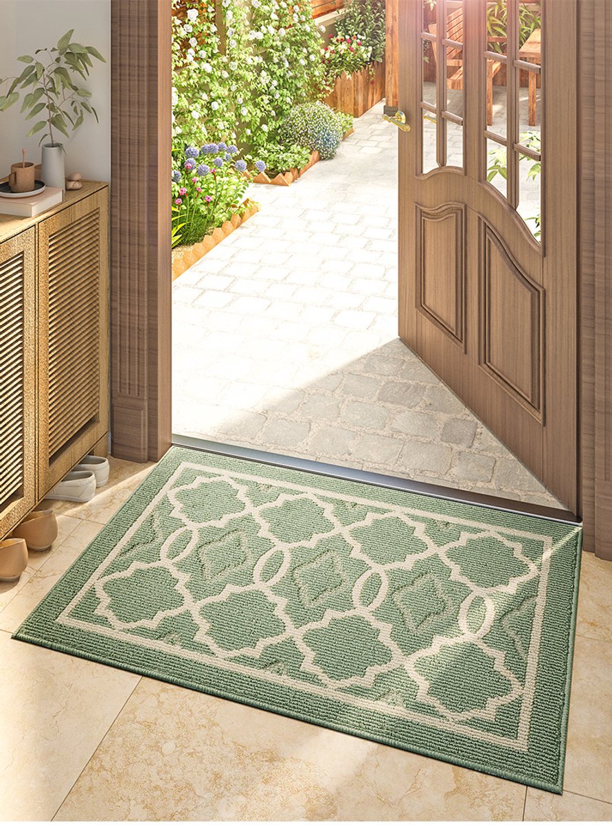 Indoor doormat - 50x80 cm - Indoor entrance mat - Indoor drying mat - Indoor floor mats - Bath mats - Non-slip mat - Polypropylene fiber - Green - Washable - TPR anti-slip - for indoor or outdoor use