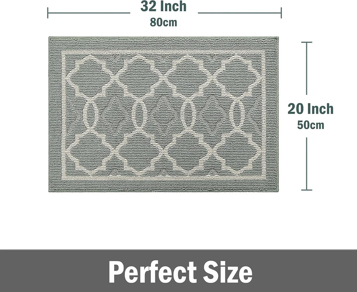 Indoor doormat - 50x80 cm - Indoor entrance mat - Indoor drying mat - Indoor floor mats - Bath mats - Non-slip mat - Polypropylene fiber - Green - Washable - TPR anti-slip - for indoor or outdoor use